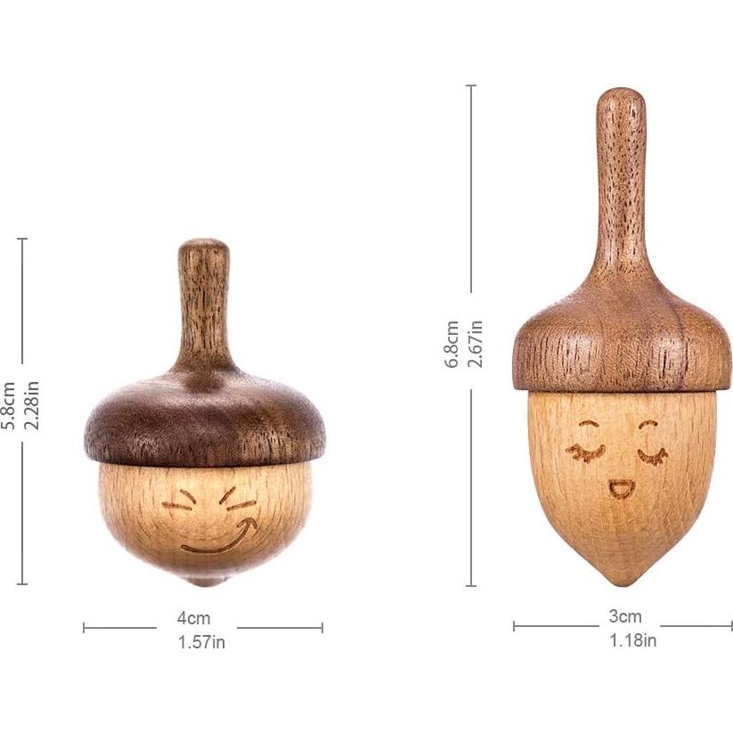 Trompo de Madera AhfuLife con Expresión Facial - Paquete de 2