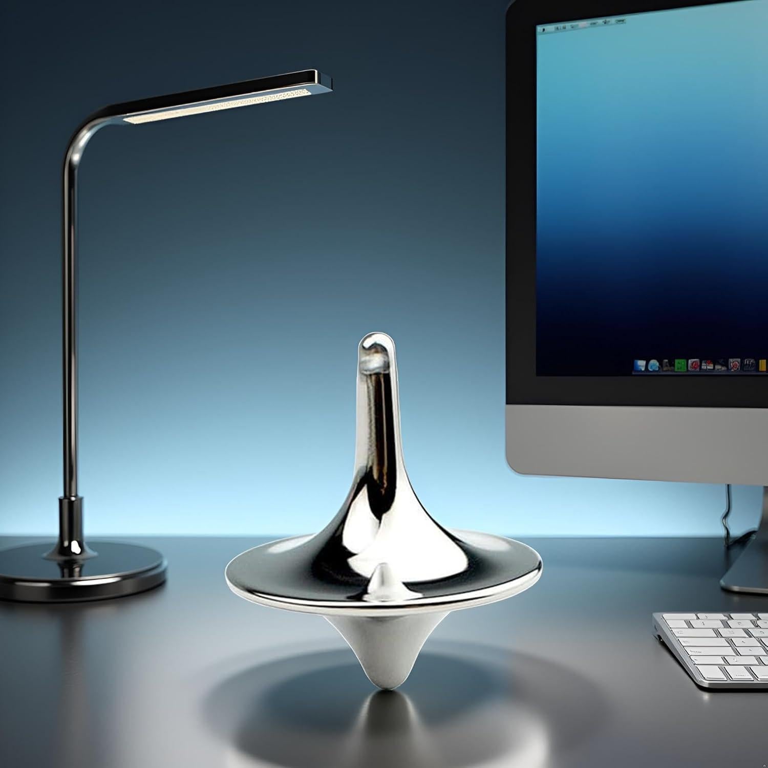 Silver Accurate Spinning Top,Portable Precision Metal Spinner Top Premium Exquisite Perfect Balance Desktop Gyro Vintage Totem Zinc Alloy Toy Spinning Top Desk EDC Little Fidget Toy，Activity Centers