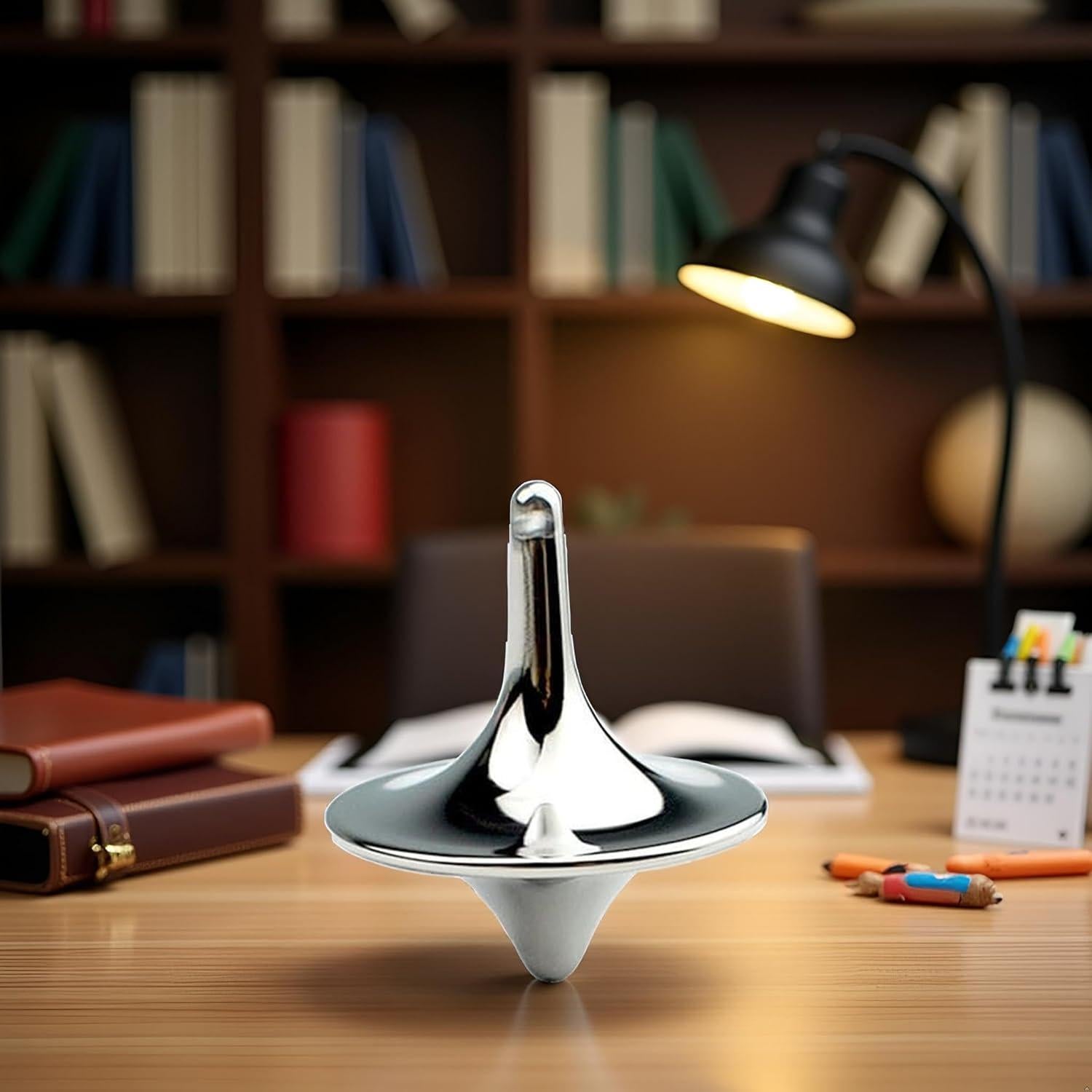 Silver Accurate Spinning Top,Portable Precision Metal Spinner Top Premium Exquisite Perfect Balance Desktop Gyro Vintage Totem Zinc Alloy Toy Spinning Top Desk EDC Little Fidget Toy，Activity Centers
