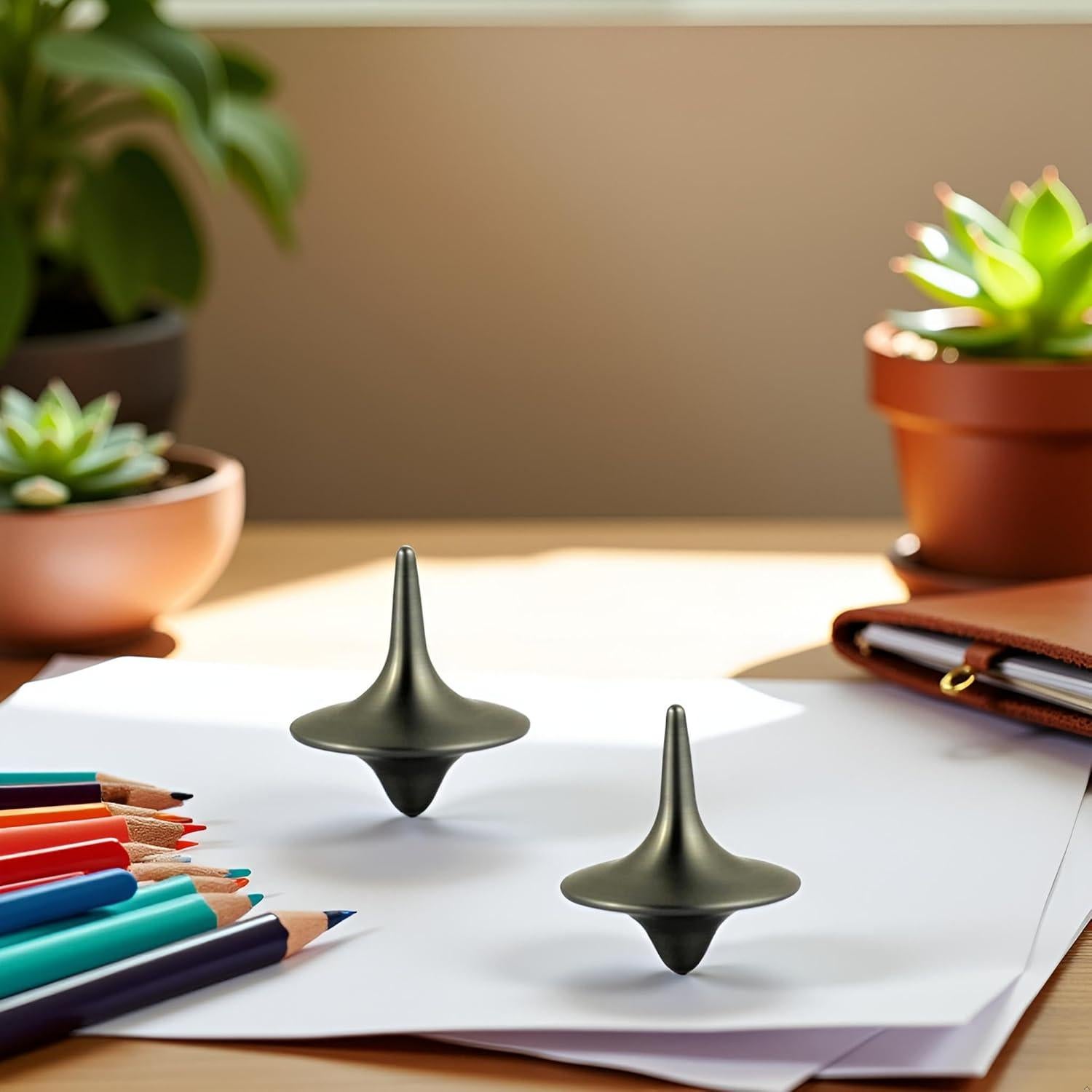 Trompos de Metal Calsgkspray 2 Pcs Antiestrés Portátiles