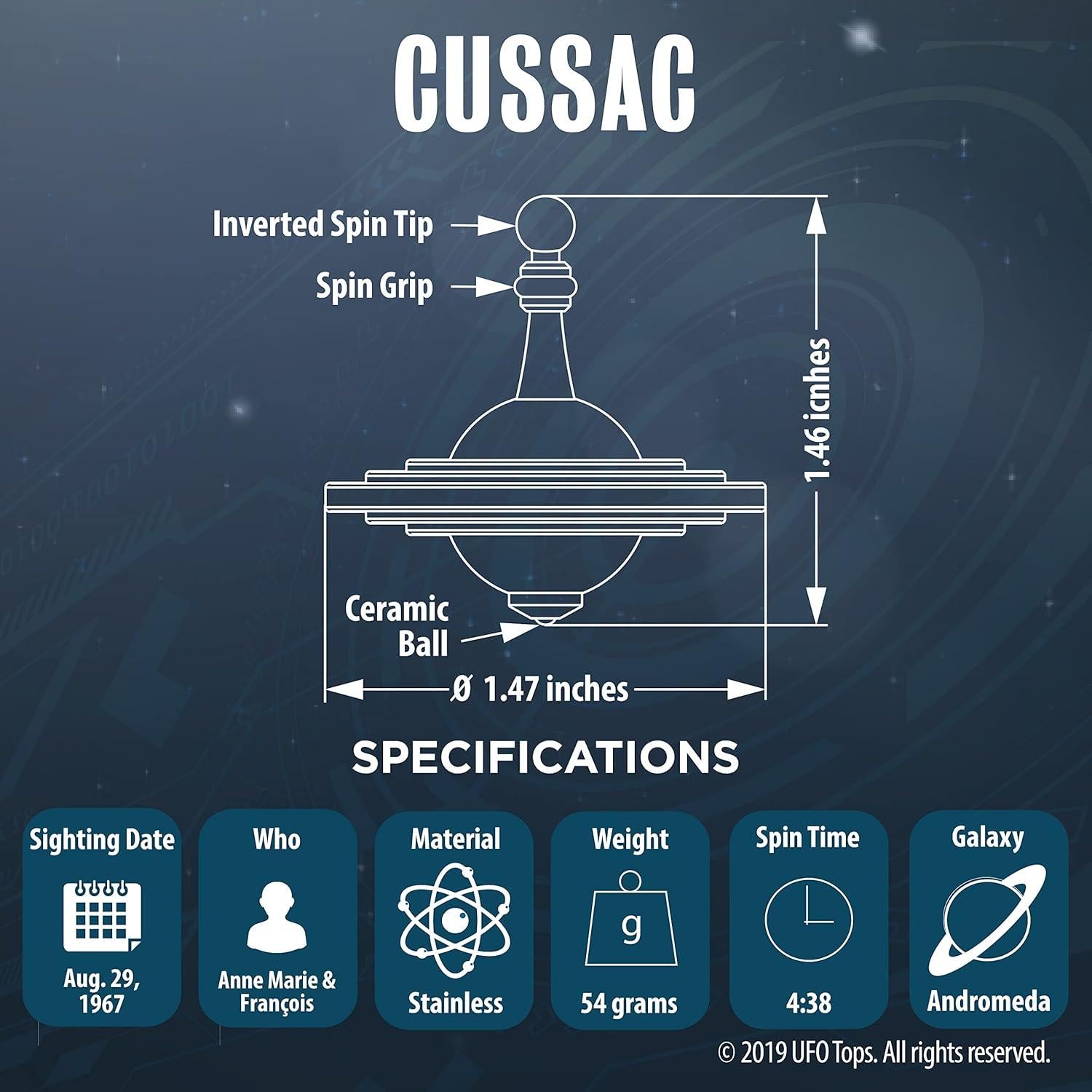 Peonza de Metal UFO Tops Cussac - Acero Psicodélico
