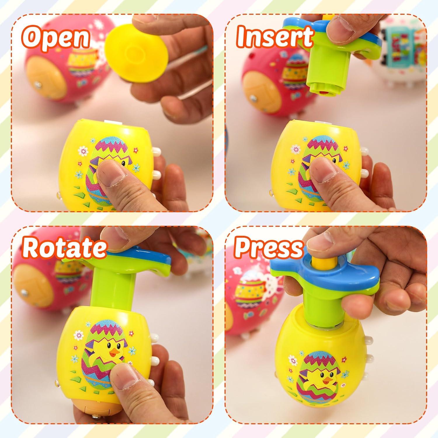 6 Trompos de Huevo de Pascua MUKOSEL con Música y Luces