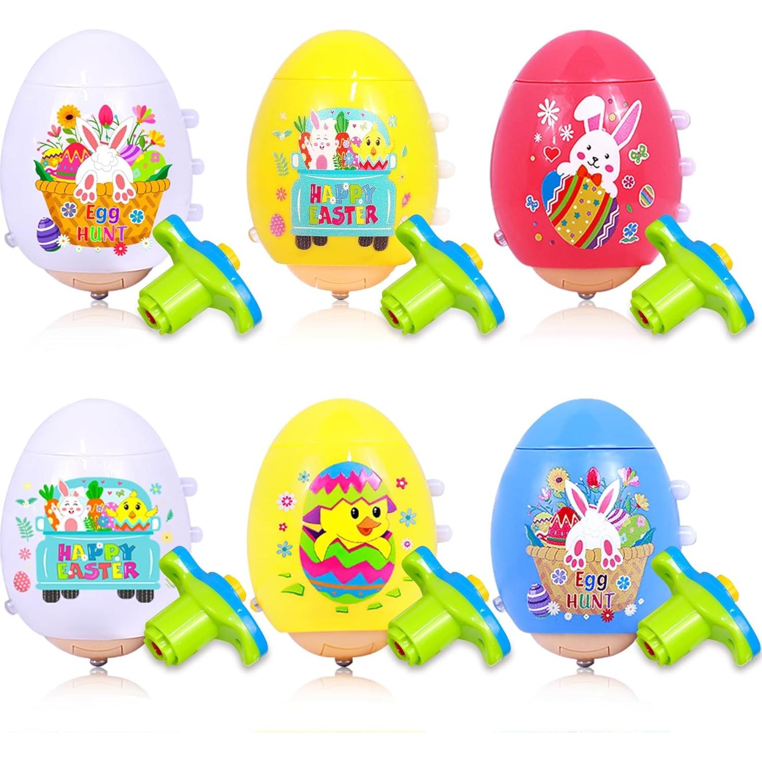 6 Trompos de Huevo de Pascua MUKOSEL con Música y Luces