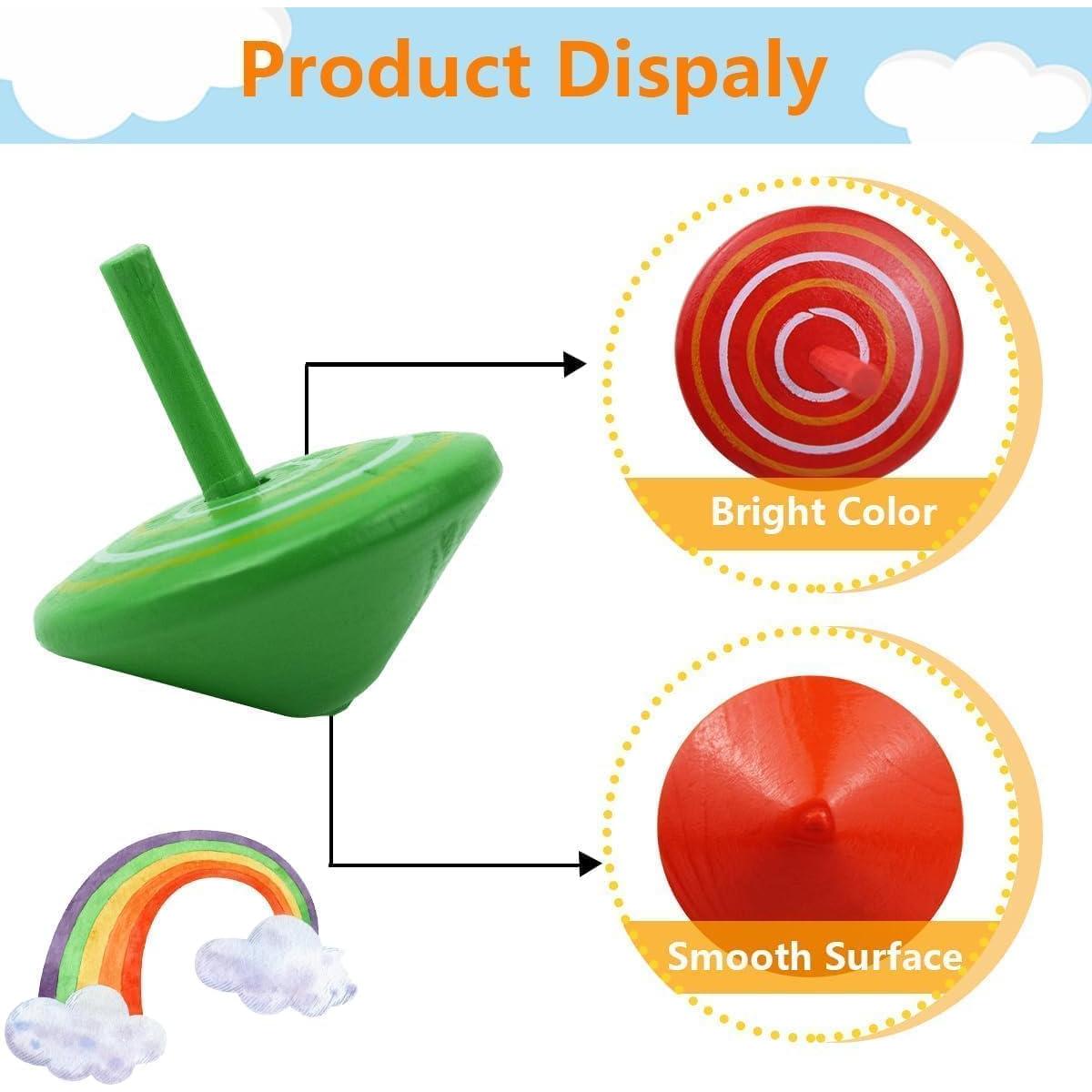 18 Trompos de Madera Coloridos REDANHA para Juegos Educativos