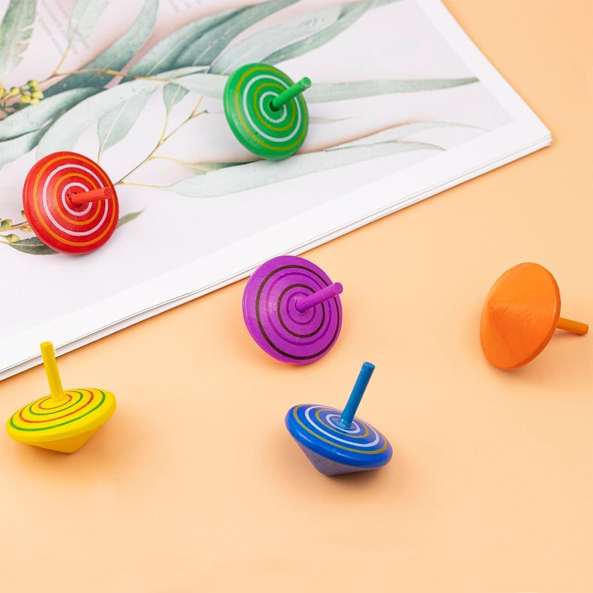 18 Trompos de Madera Coloridos REDANHA para Juegos Educativos