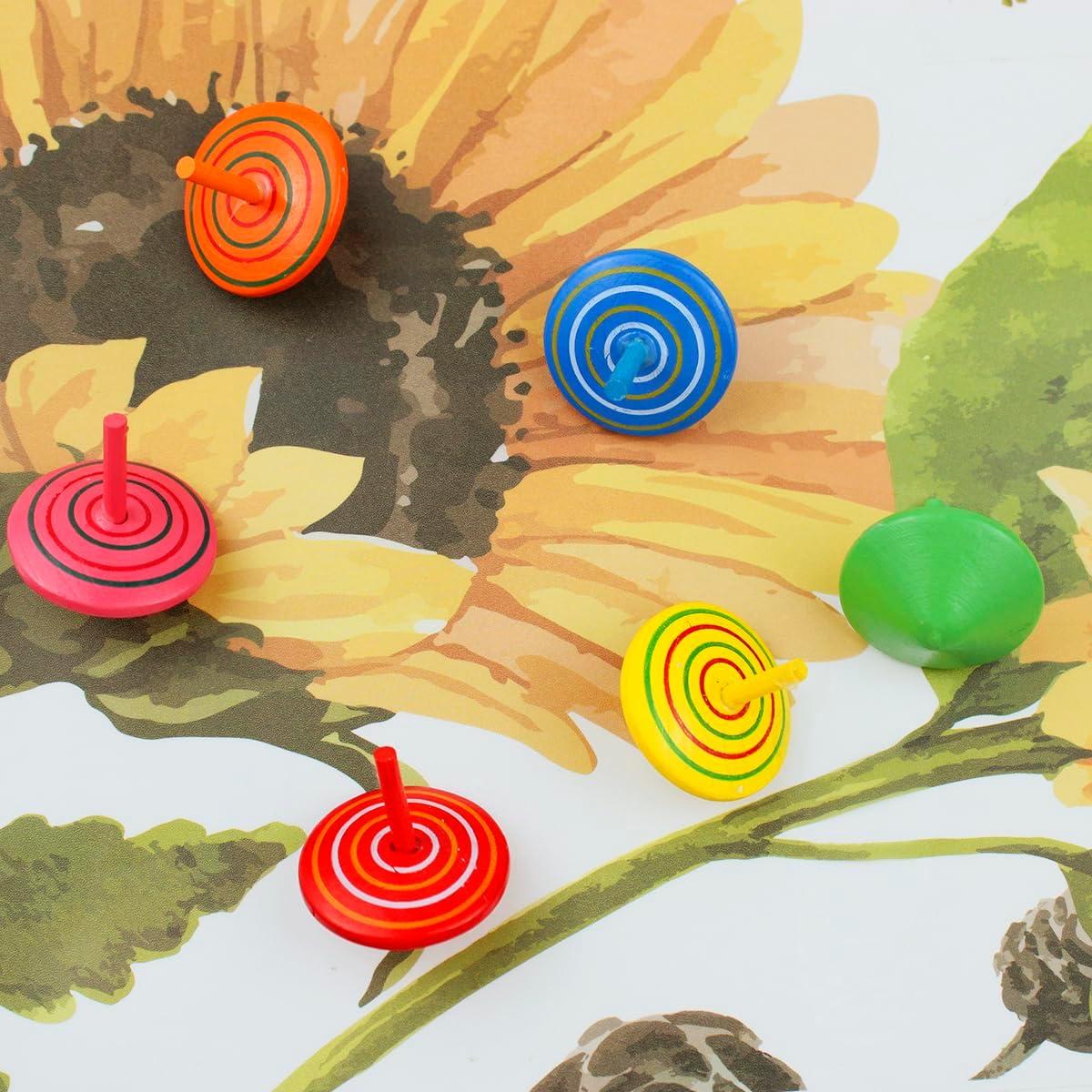 18 Trompos de Madera Coloridos REDANHA para Juegos Educativos