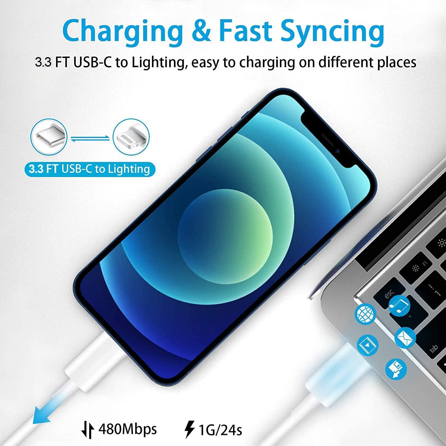 Cargador Rápido 20W USB-C + Cable Lightning 2Pack