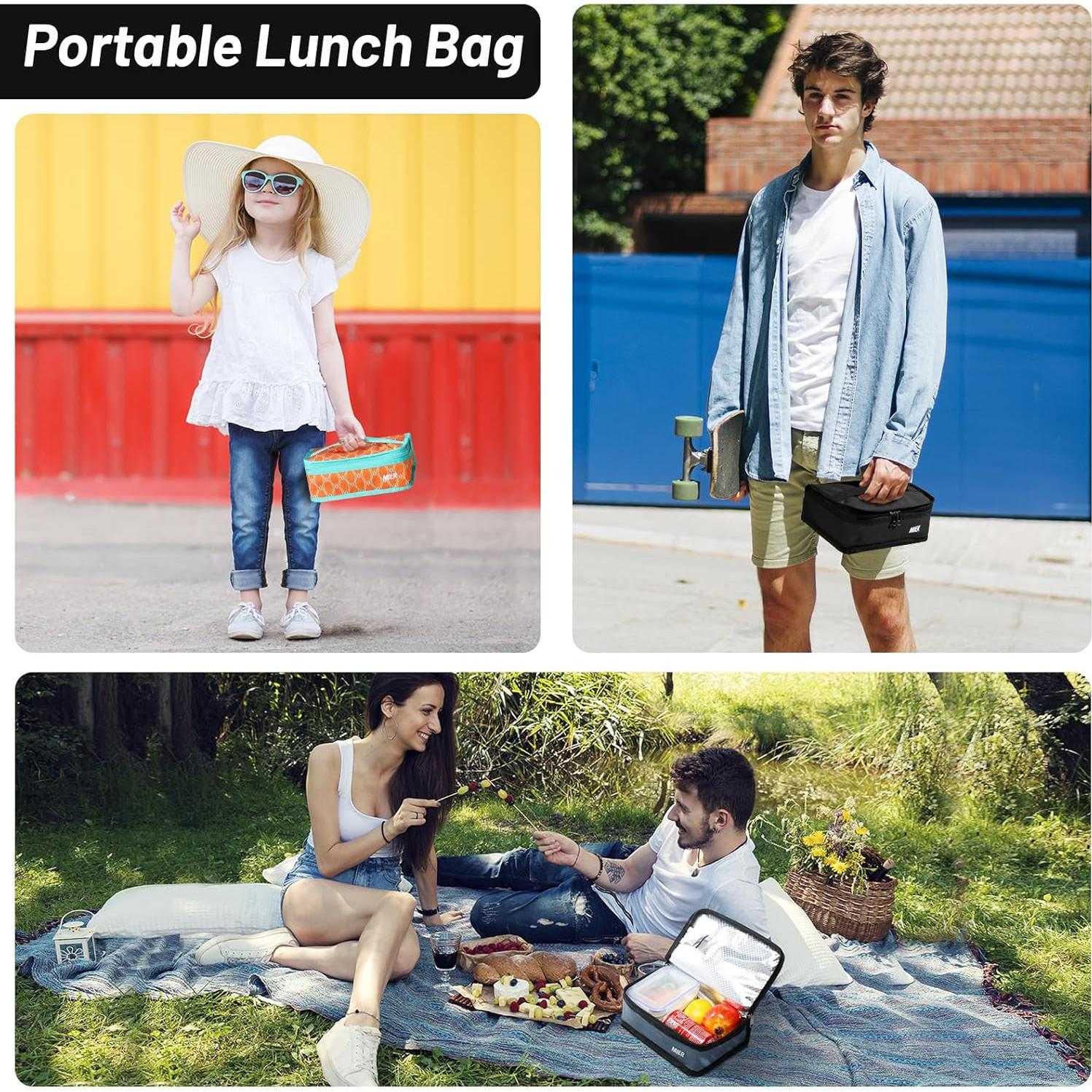 Bolsa Térmica Aislada MIER Mini Almuerzo Niños Negra 3L