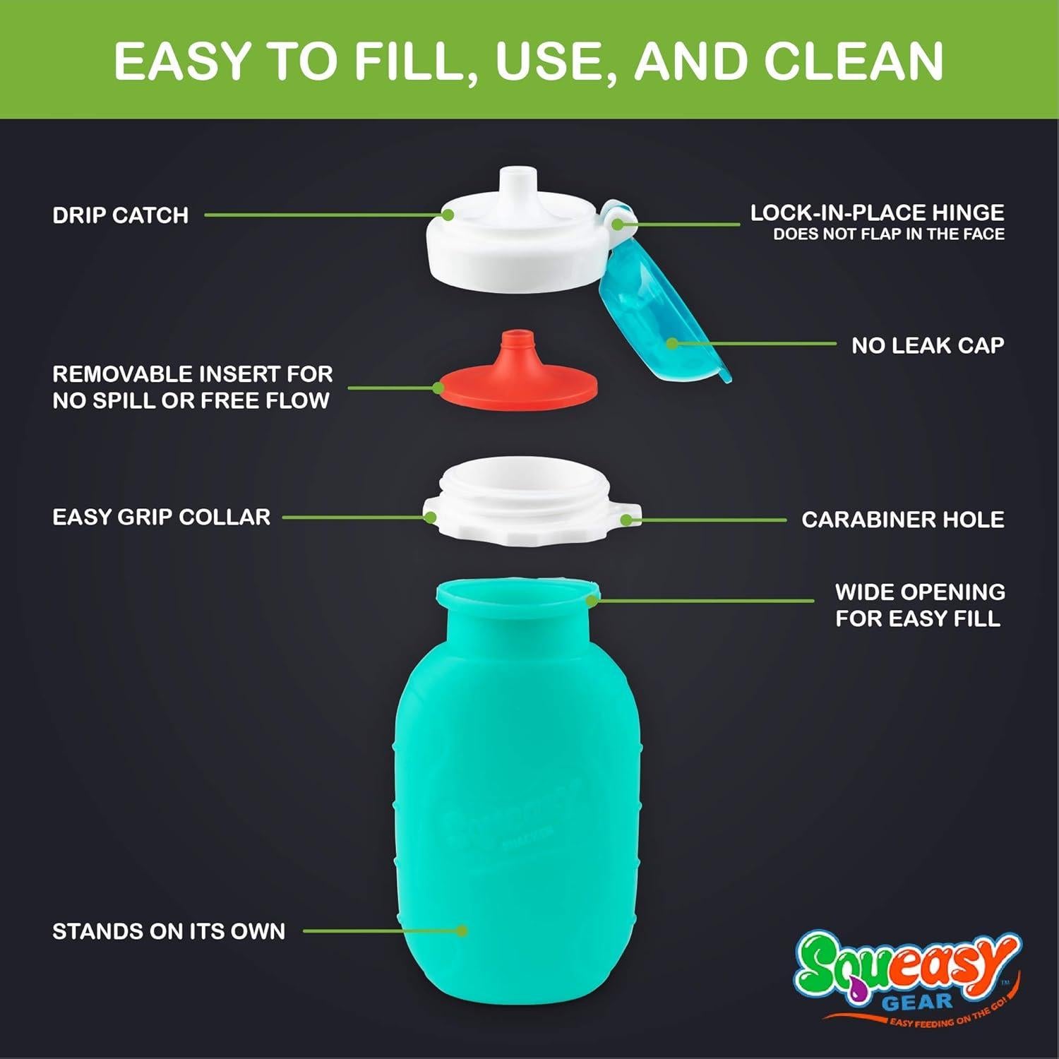 Bolsa de Comida Reutilizable Squeasy Snacker 170g Aqua