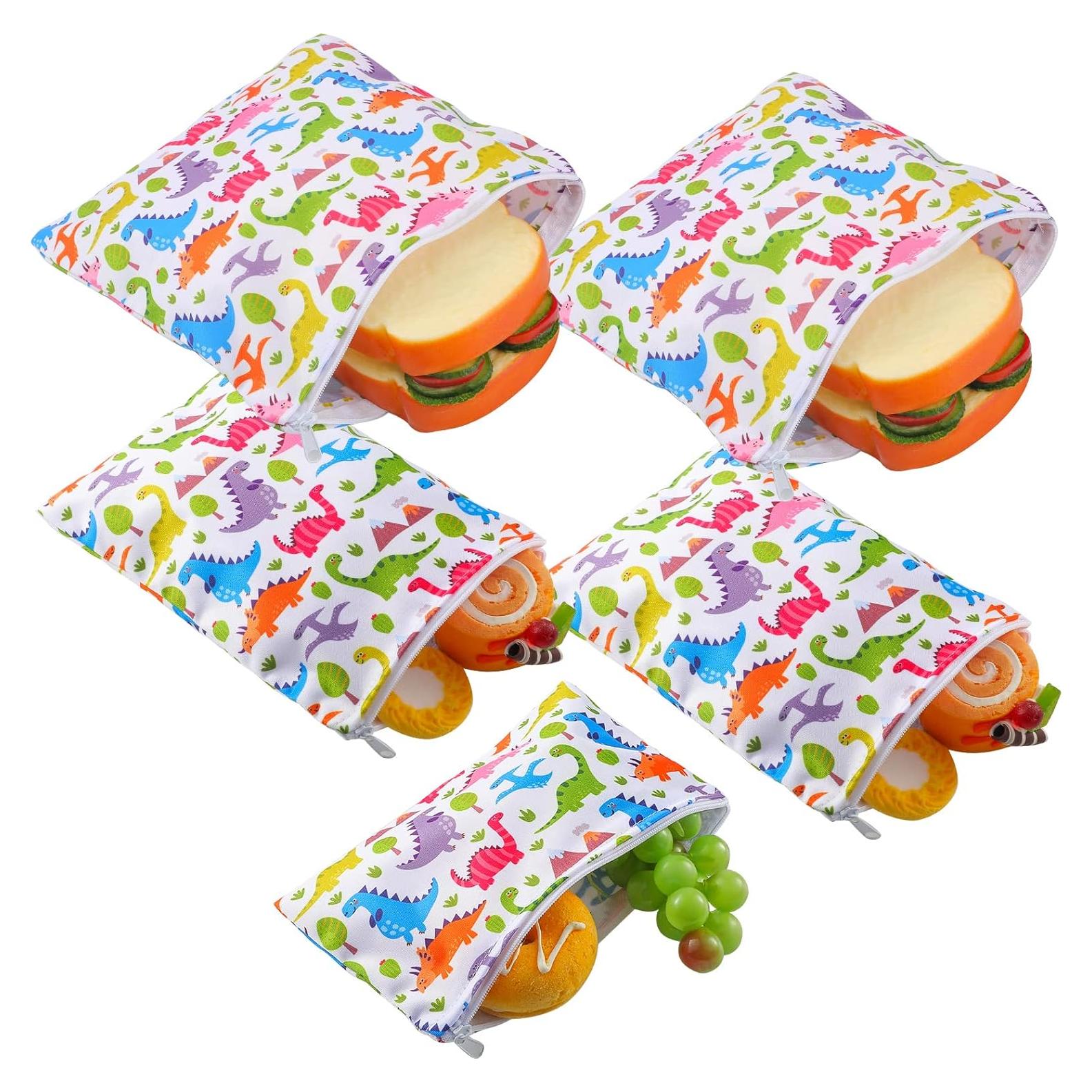 5 Bolsas de Snack Reutilizables Zonon - 2 Grandes, 2 Medianas, 1 Pequeña