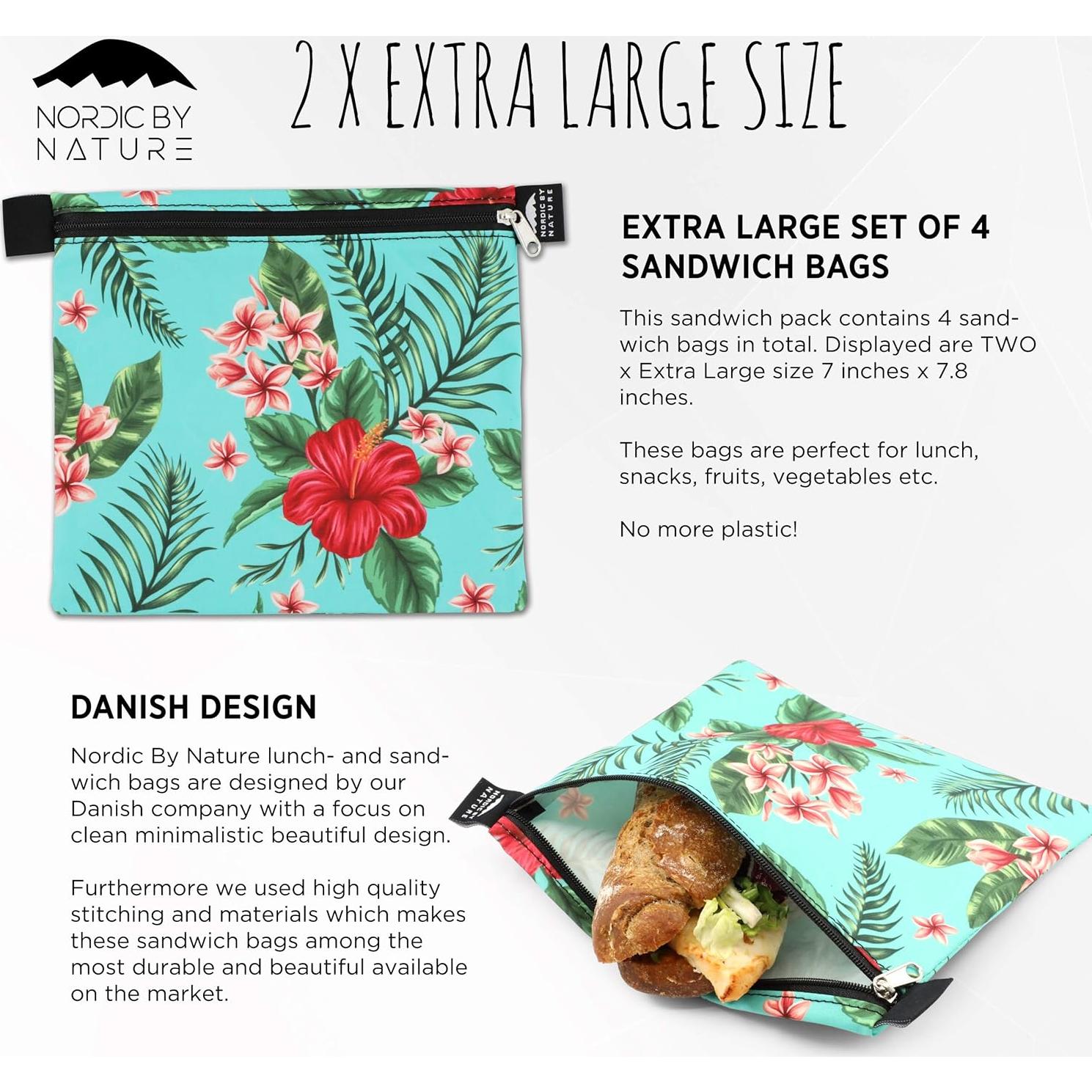 Bolsas de Sándwich Reutilizables Nordic By Nature - 4 Piezas