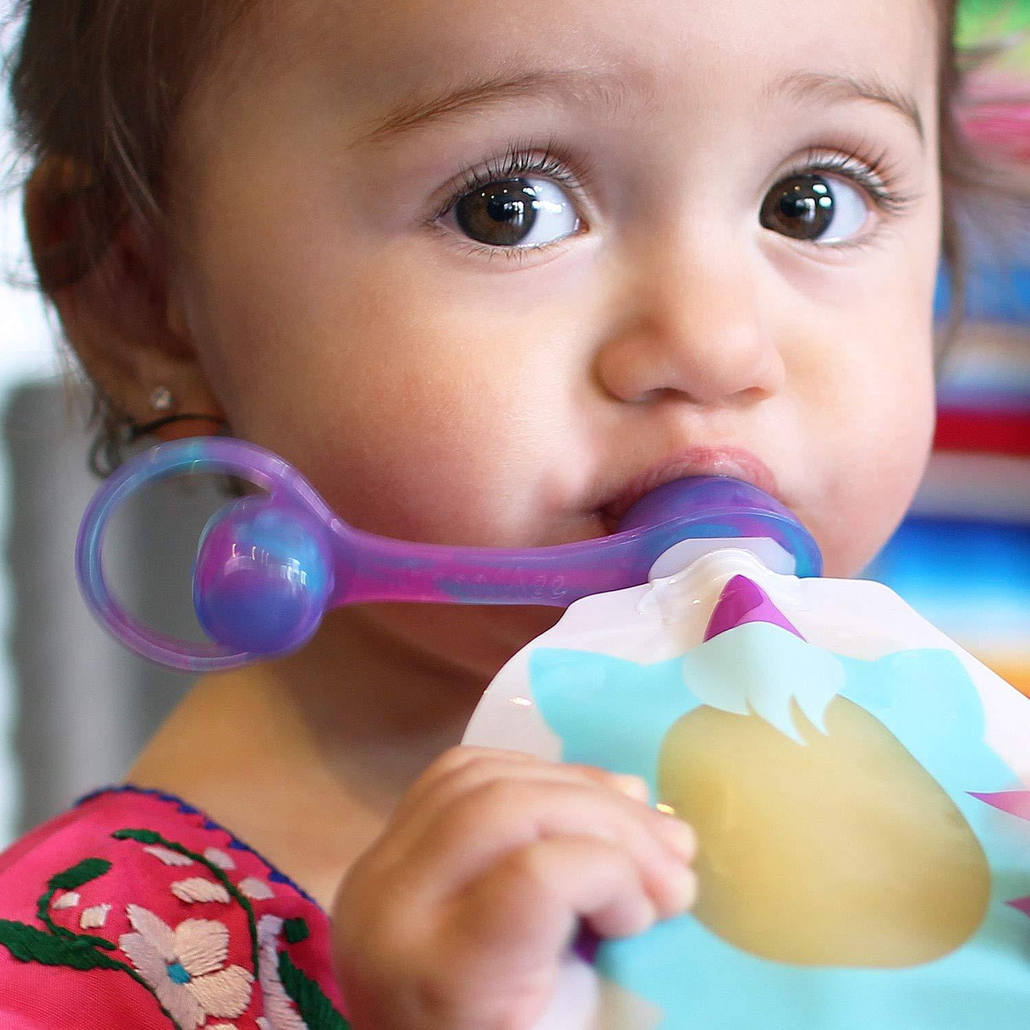 ChooMee Juego de 6 Bolsas Reutilizables para Bebés 5 oz Verde Púrpura