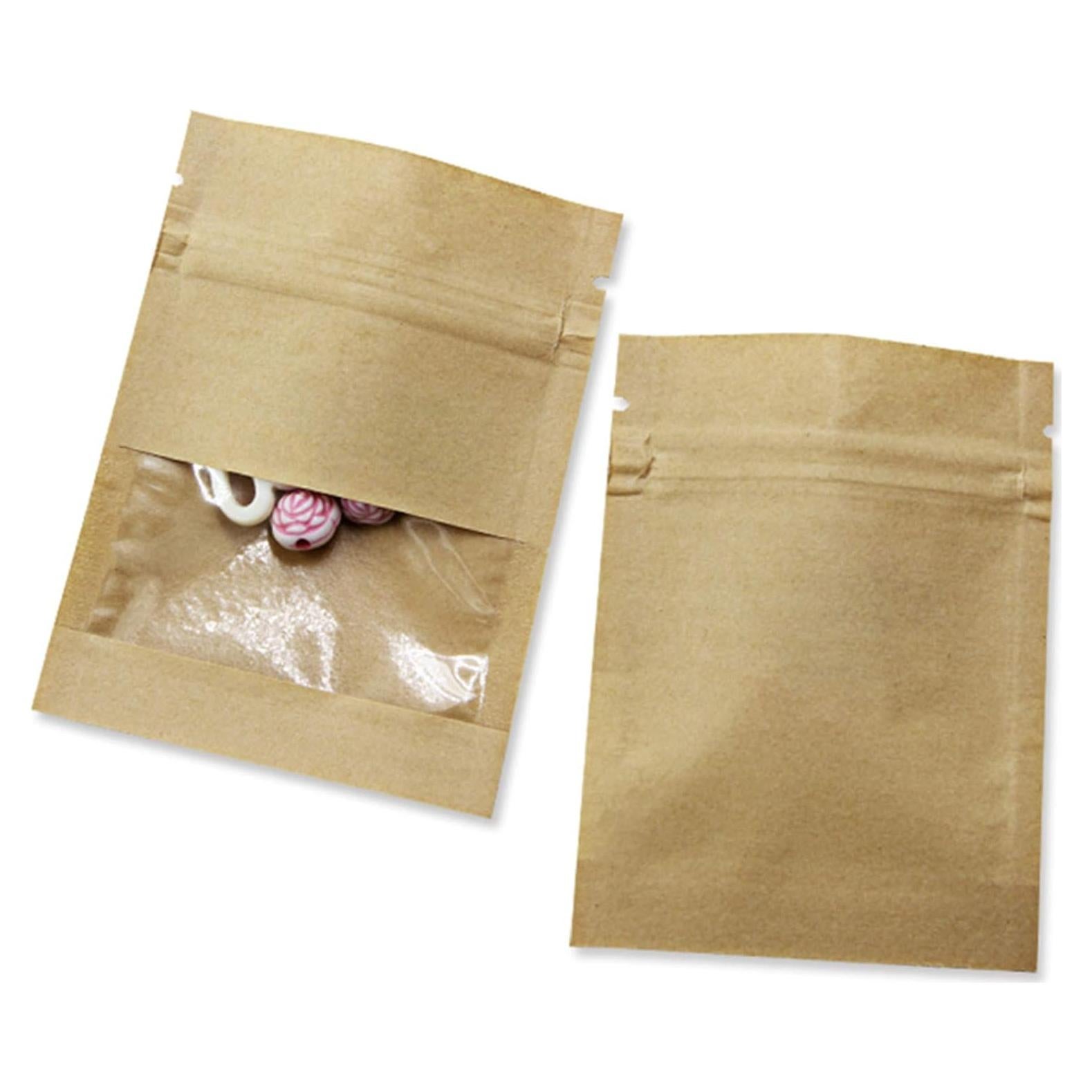 Paquete de 100 Bolsas de Papel Kraft PABCK 6x6cm Reutilizables