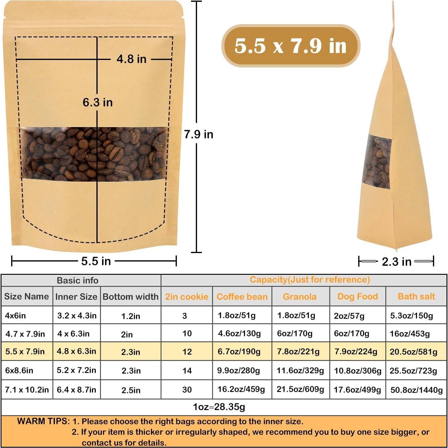 50 Bolsas de Papel Kraft Reutilizables Blisstime 14x20 cm