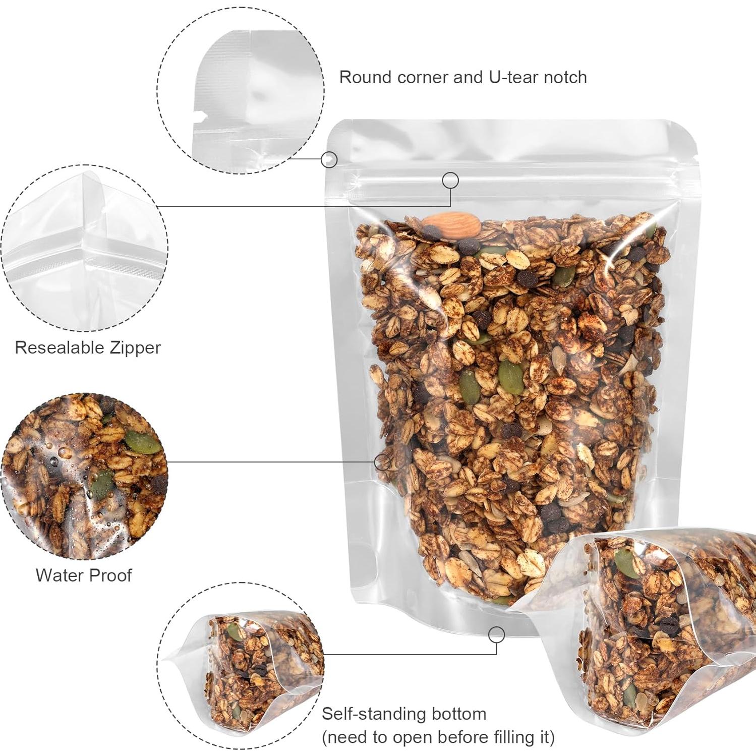 Bolsas de Pie Reseñables Transparentes Blisstime 50 Unidades 16x24 cm