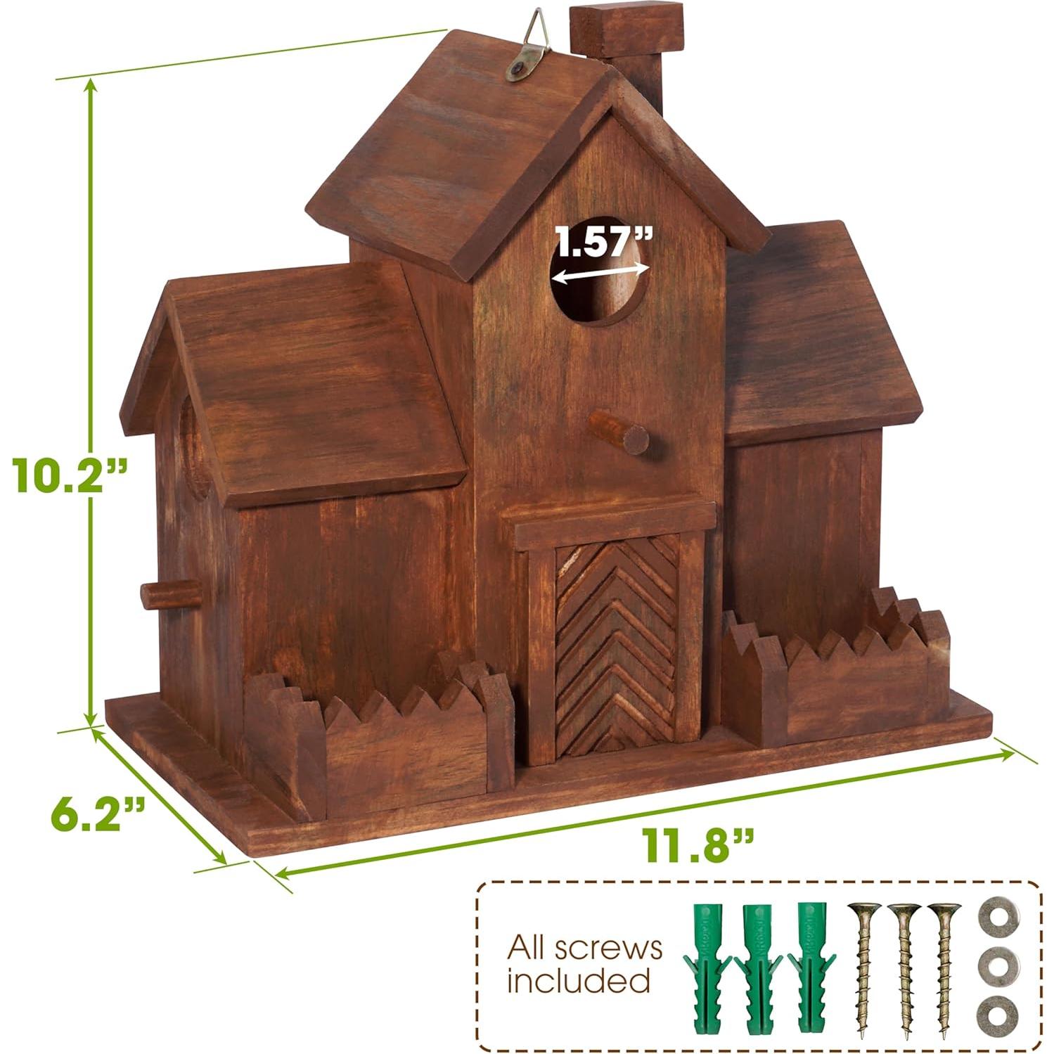 Casa para Aves MIXUMON de Madera con 3 Habitaciones y Comederos