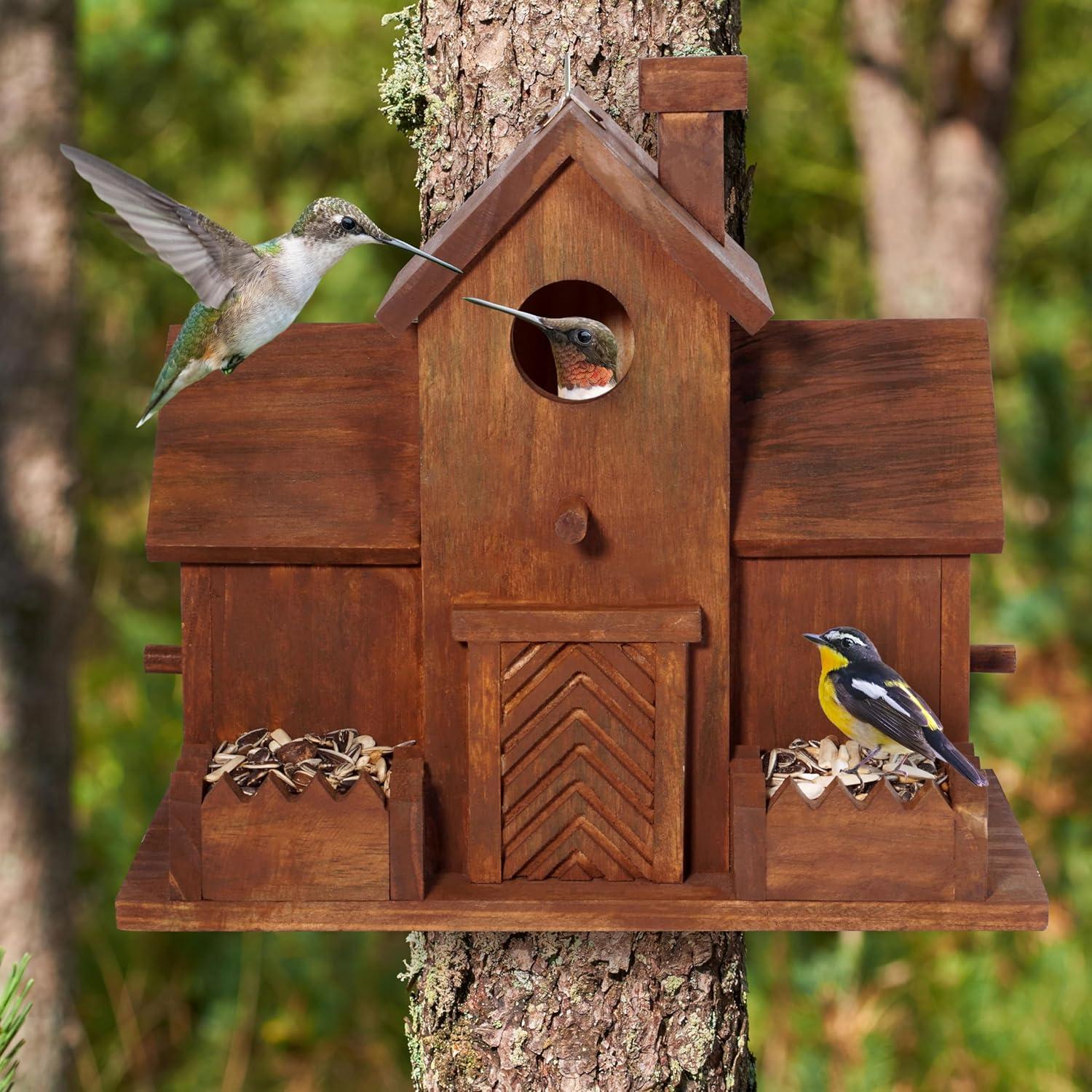 Casa para Aves MIXUMON de Madera con 3 Habitaciones y Comederos