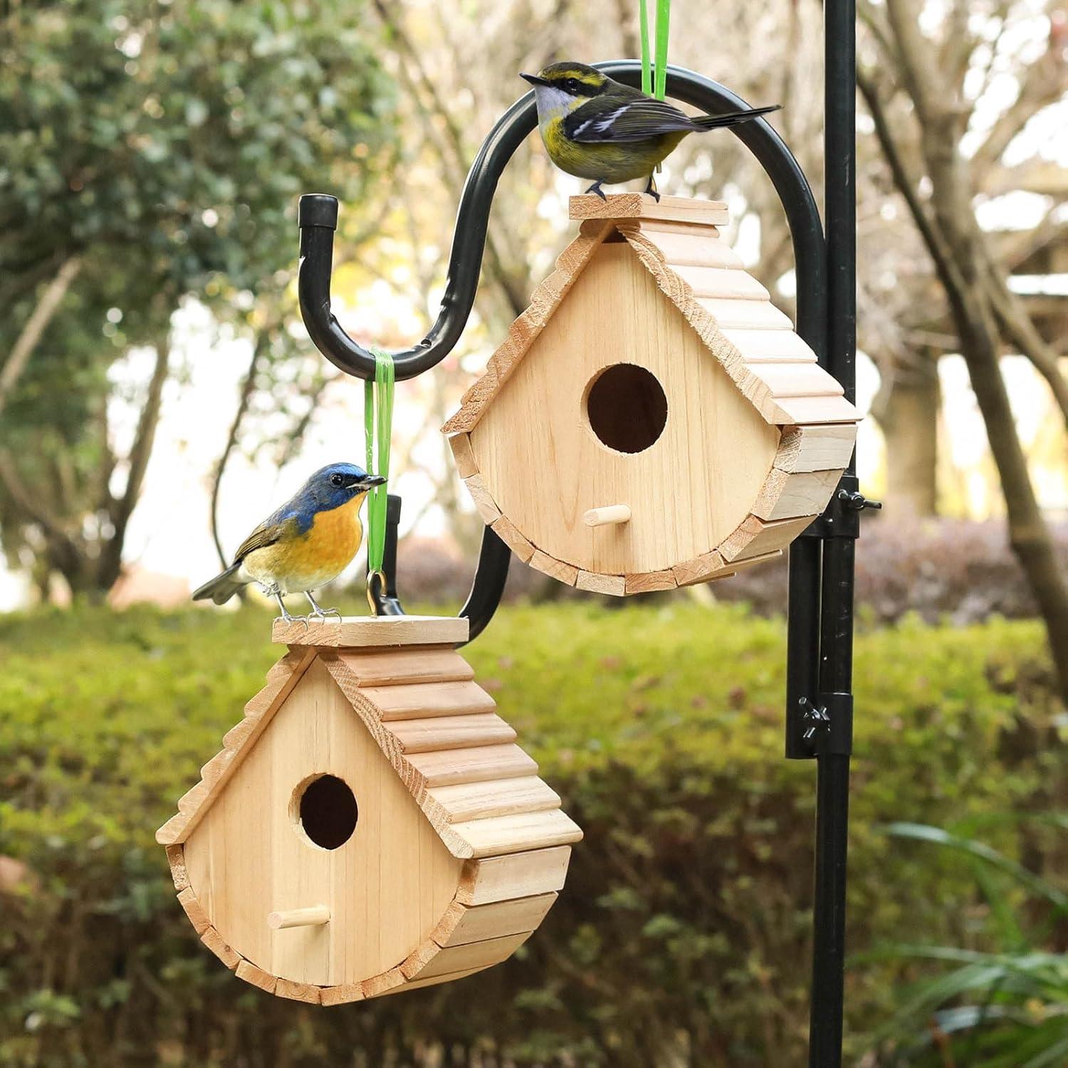 Juego de 2 casas para pájaros colgantes de madera STARSWR