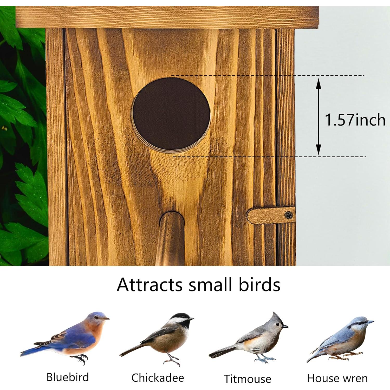 Casa para pájaros de madera KWISAMR con percha desmontable