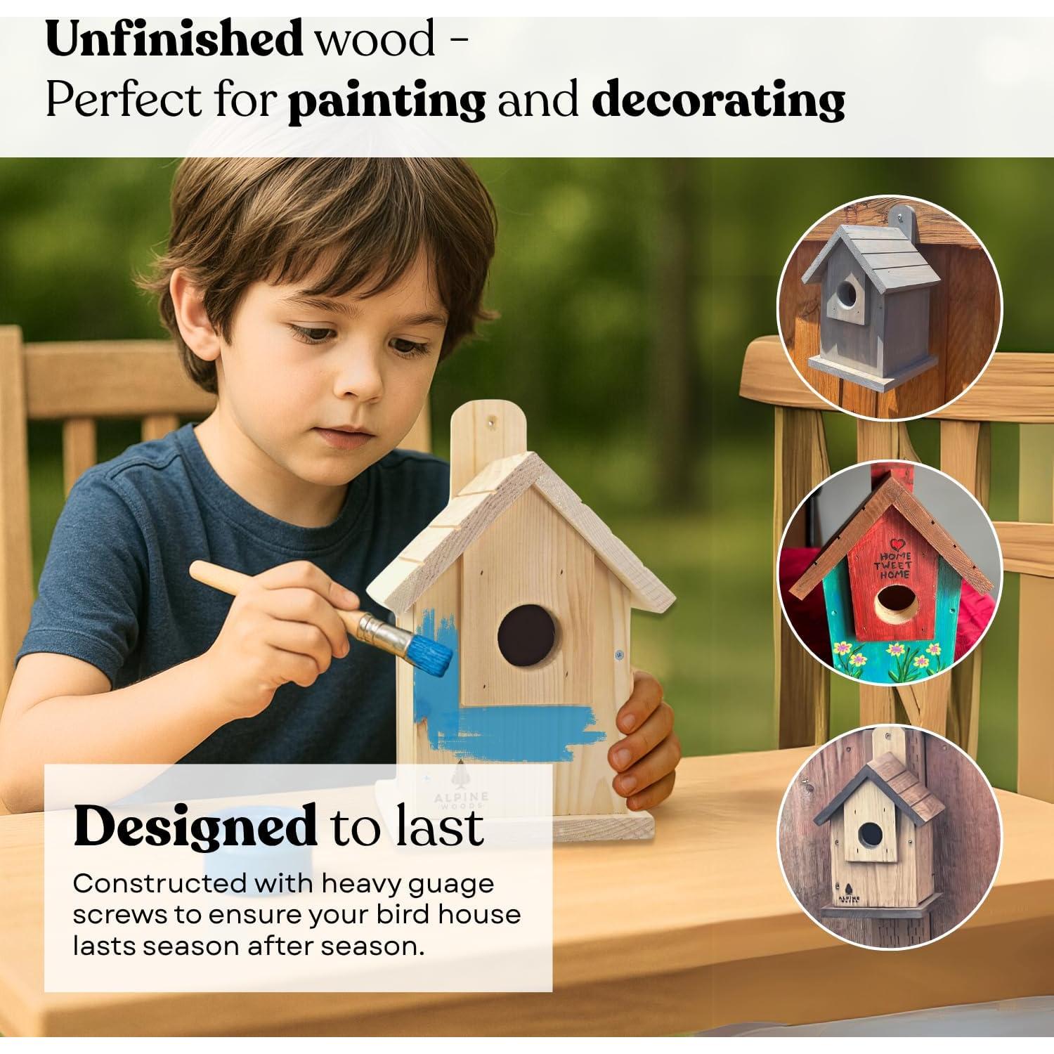 Casa de Pájaros Azul Hecha a Mano Alpine Woods 15.24x15.24x22.86cm