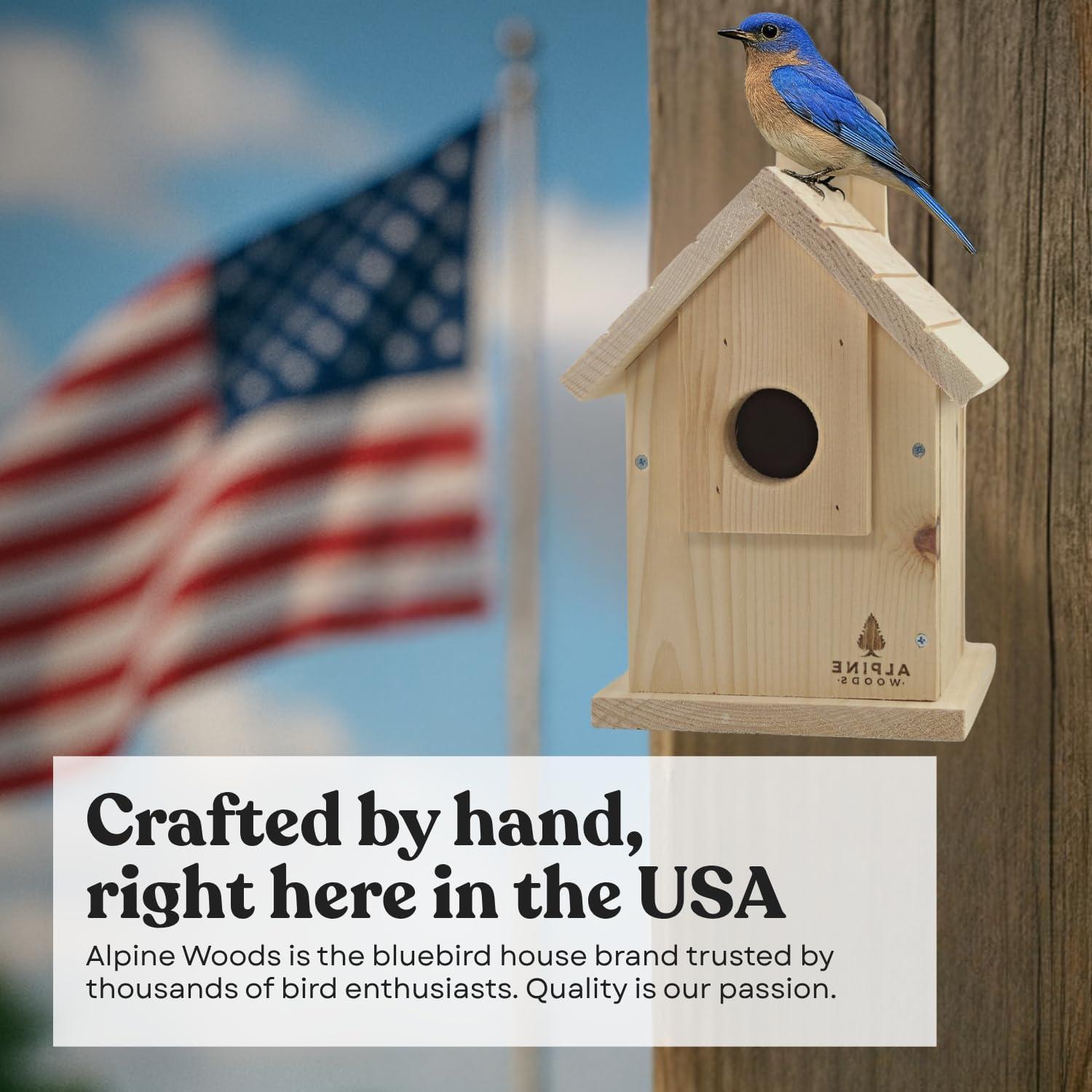 Casa de Pájaros Azul Hecha a Mano Alpine Woods 15.24x15.24x22.86cm