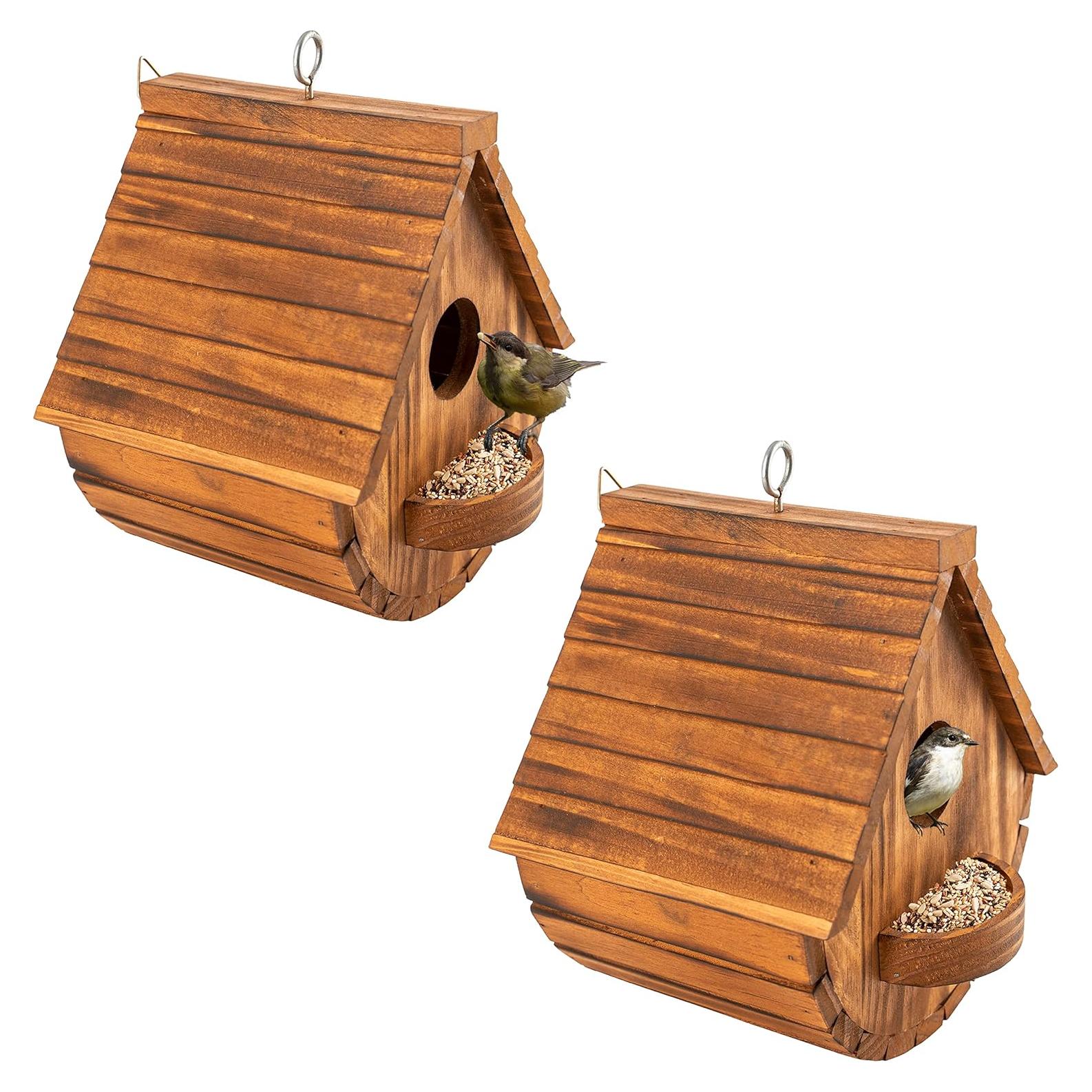 Juego de 2 Casas para Aves COLEBA de Madera para Jardín