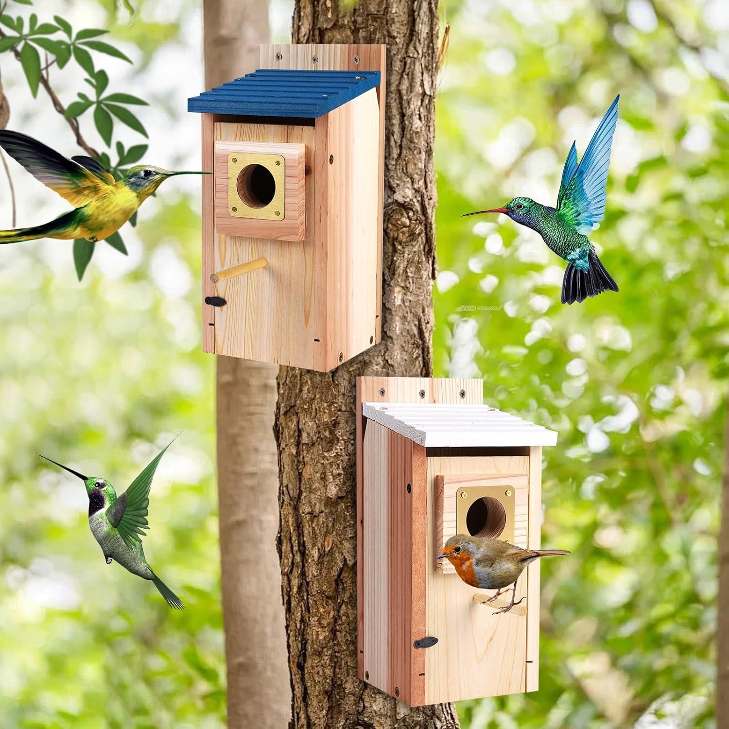 Casas para Aves ColorfulLaVie 2 Pack Madera Natural 28.4x8x24.99cm