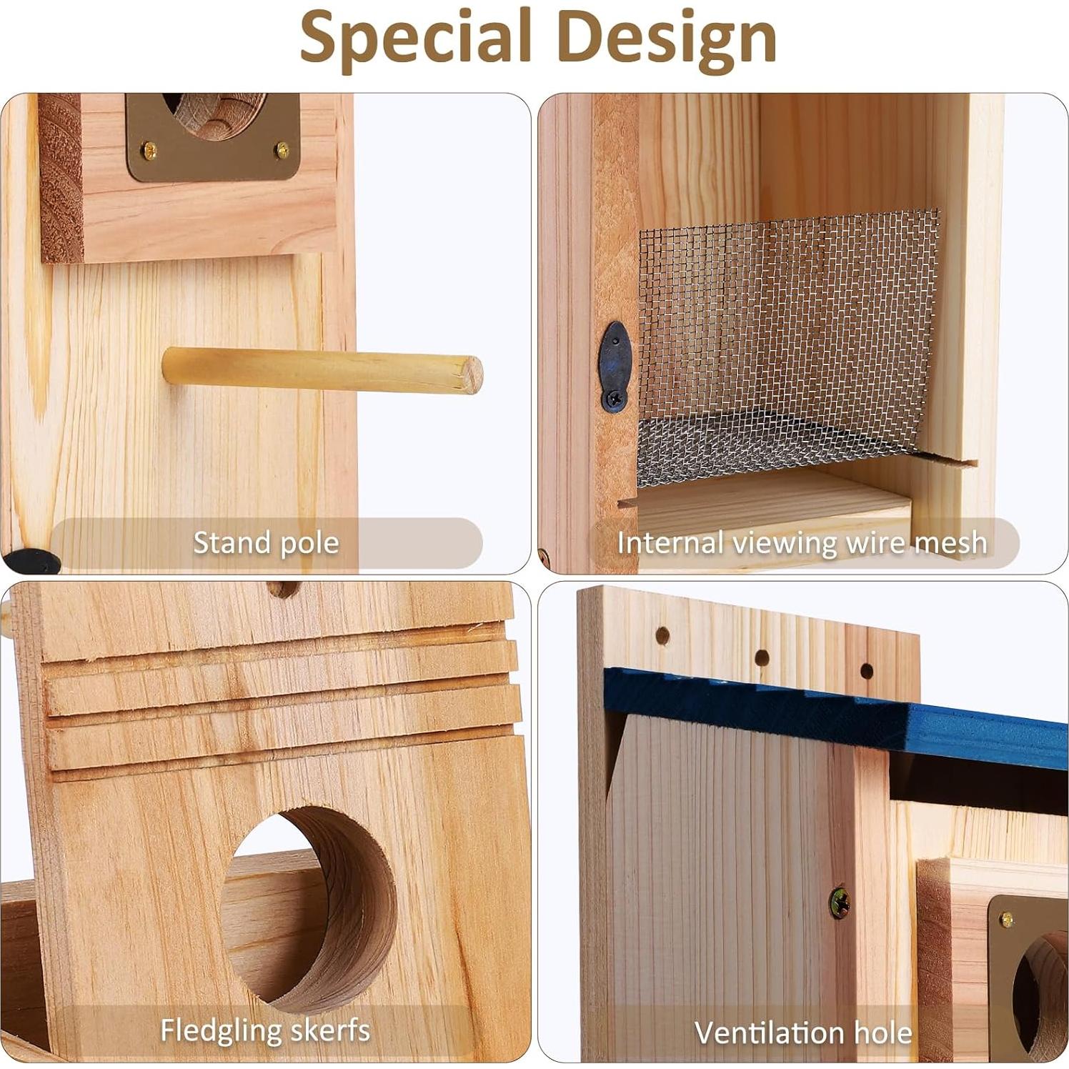Casas para Aves ColorfulLaVie 2 Pack Madera Natural 28.4x8x24.99cm