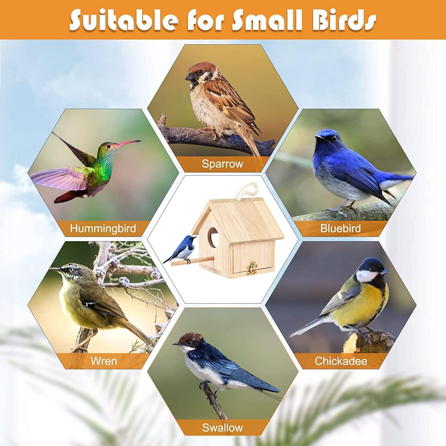 Casa de Aves Exteriores YUEPET 2 Pcs Madera Transparente 14 cm