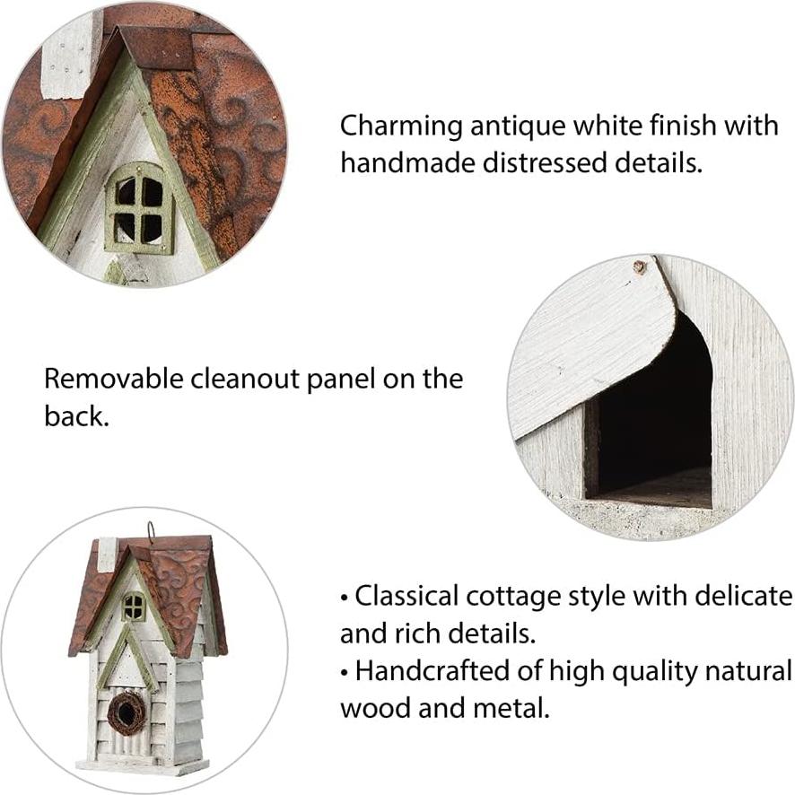 Casa de Aves Colgante Glitzhome 30.48 cm Blanco Envejecido