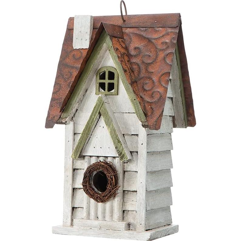 Casa de Aves Colgante Glitzhome 30.48 cm Blanco Envejecido