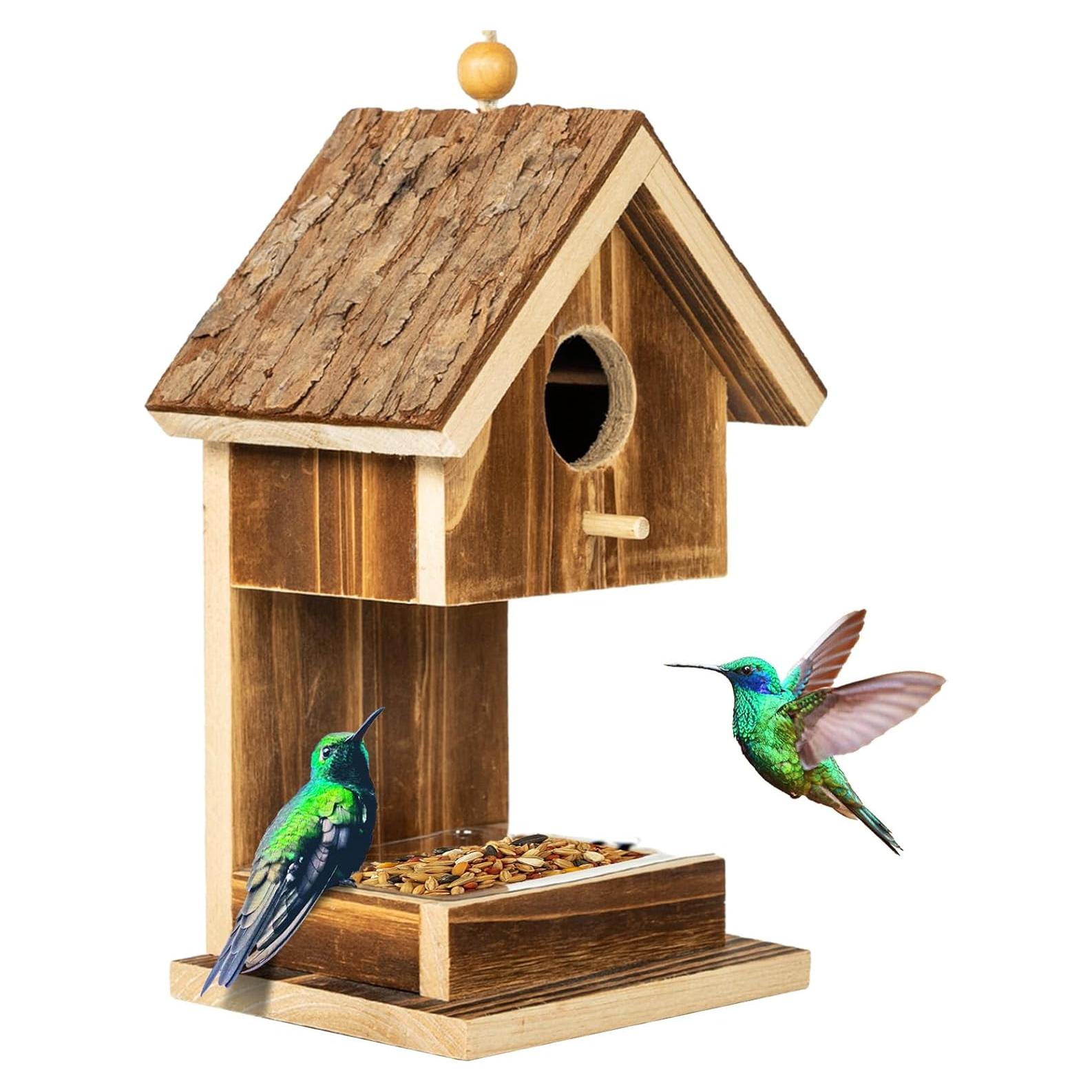 Casa de Aves de Madera Natural Karlliu 20.96 cm para Colibríes