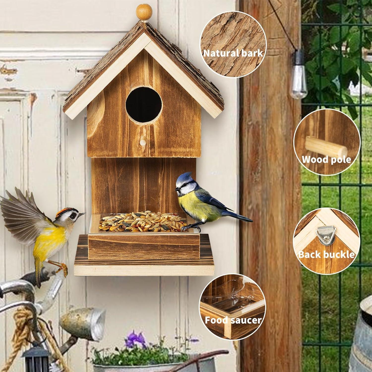 Casa de Aves de Madera Natural Karlliu 20.96 cm para Colibríes