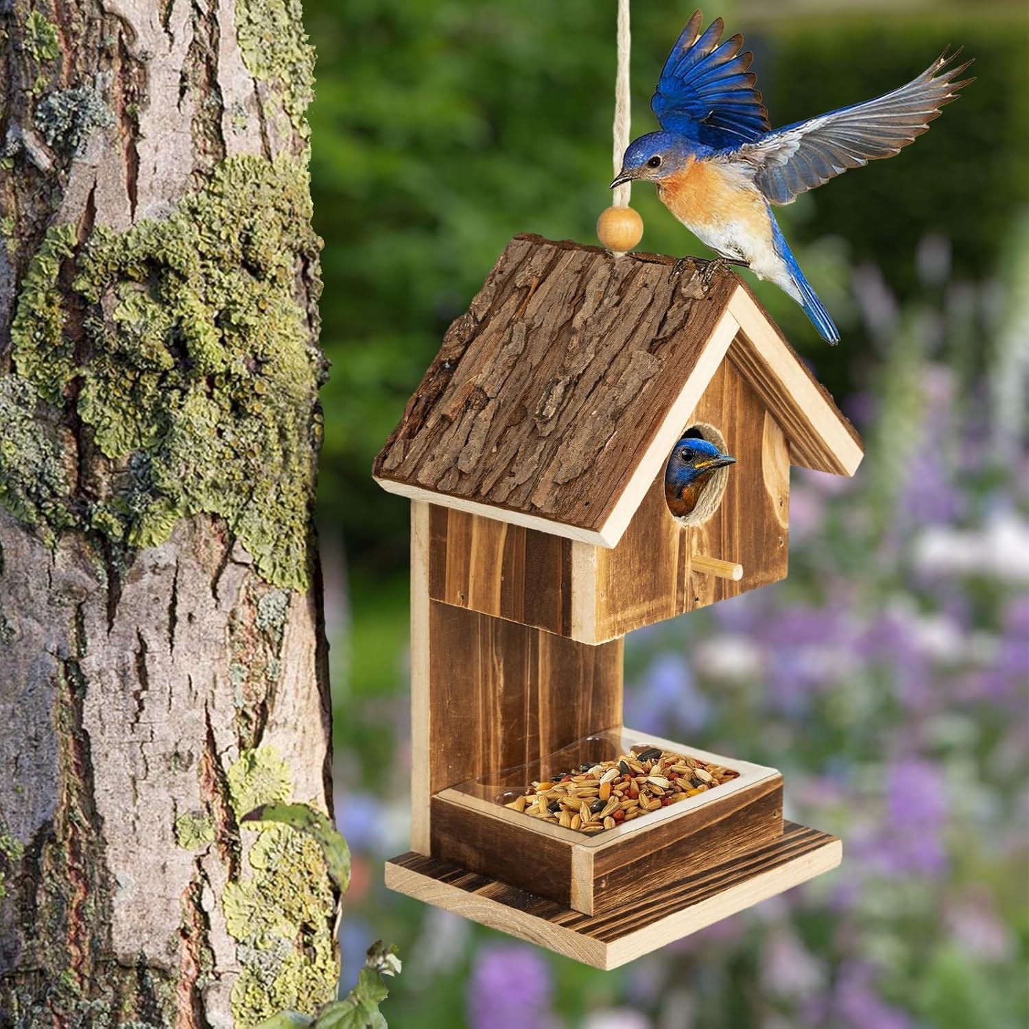 Casa de Aves de Madera Natural Karlliu 20.96 cm para Colibríes