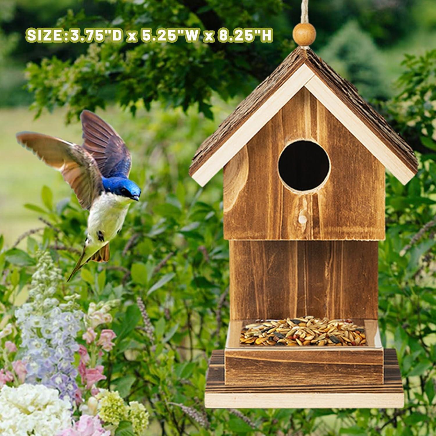 Casa de Aves de Madera Natural Karlliu 20.96 cm para Colibríes