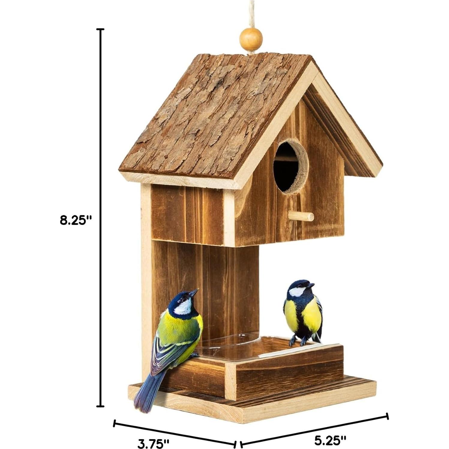 Casa de Aves de Madera Natural Karlliu 20.96 cm para Colibríes