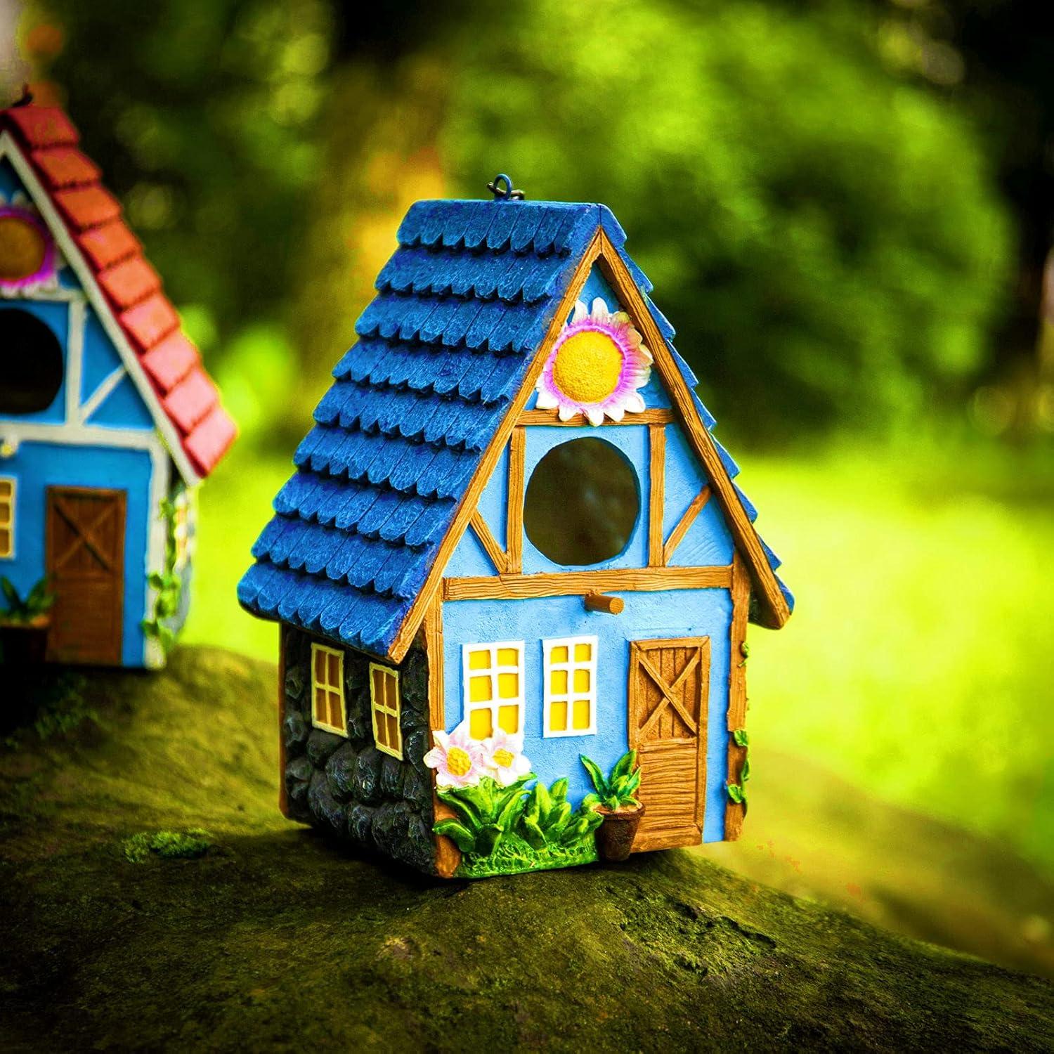 Casa de Aves Colgante Pintada a Mano ZLSZTMI Azul 20.32cm