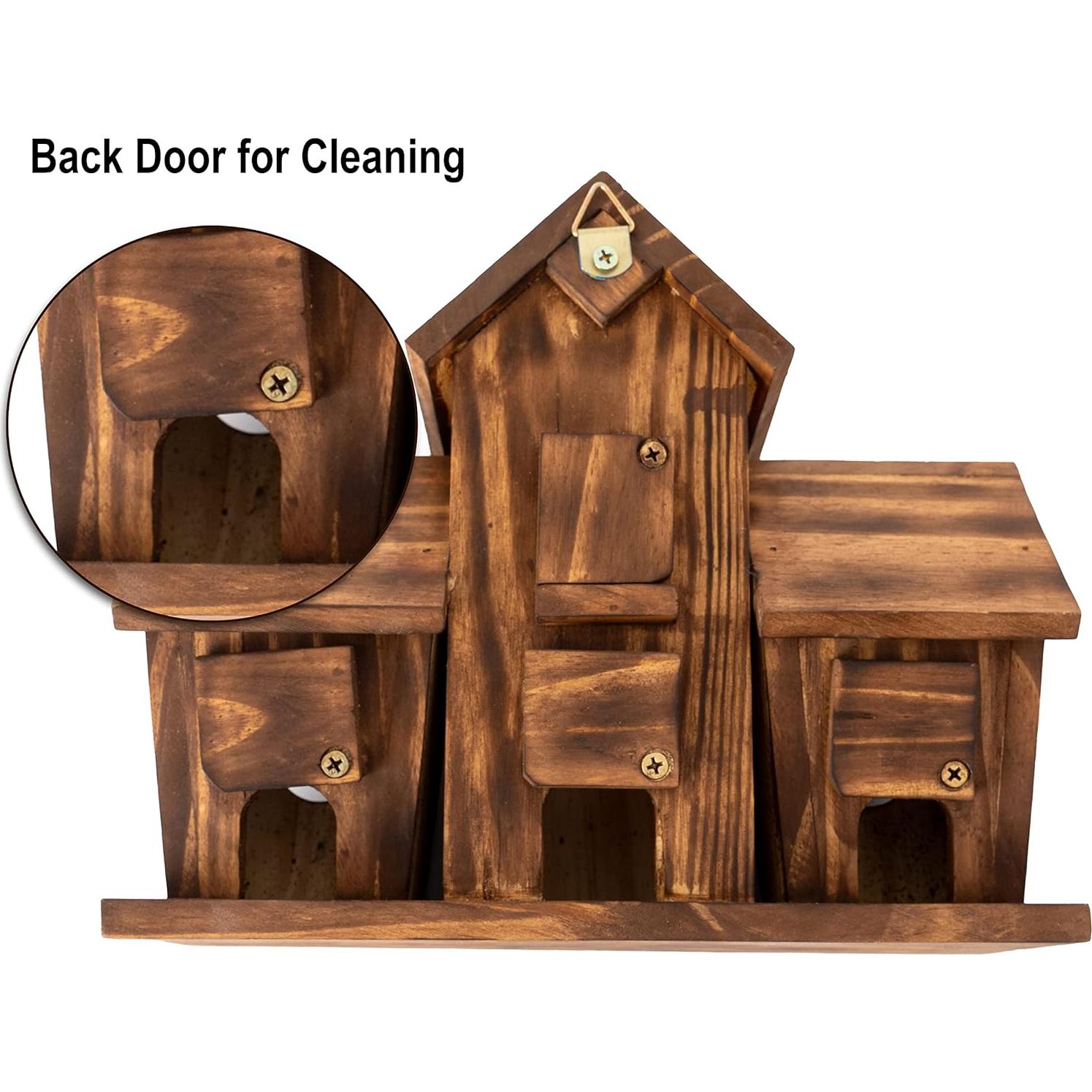 Casa para Aves de Madera de Pino COLEBA 4 Habitaciones 12.7x30.5cm