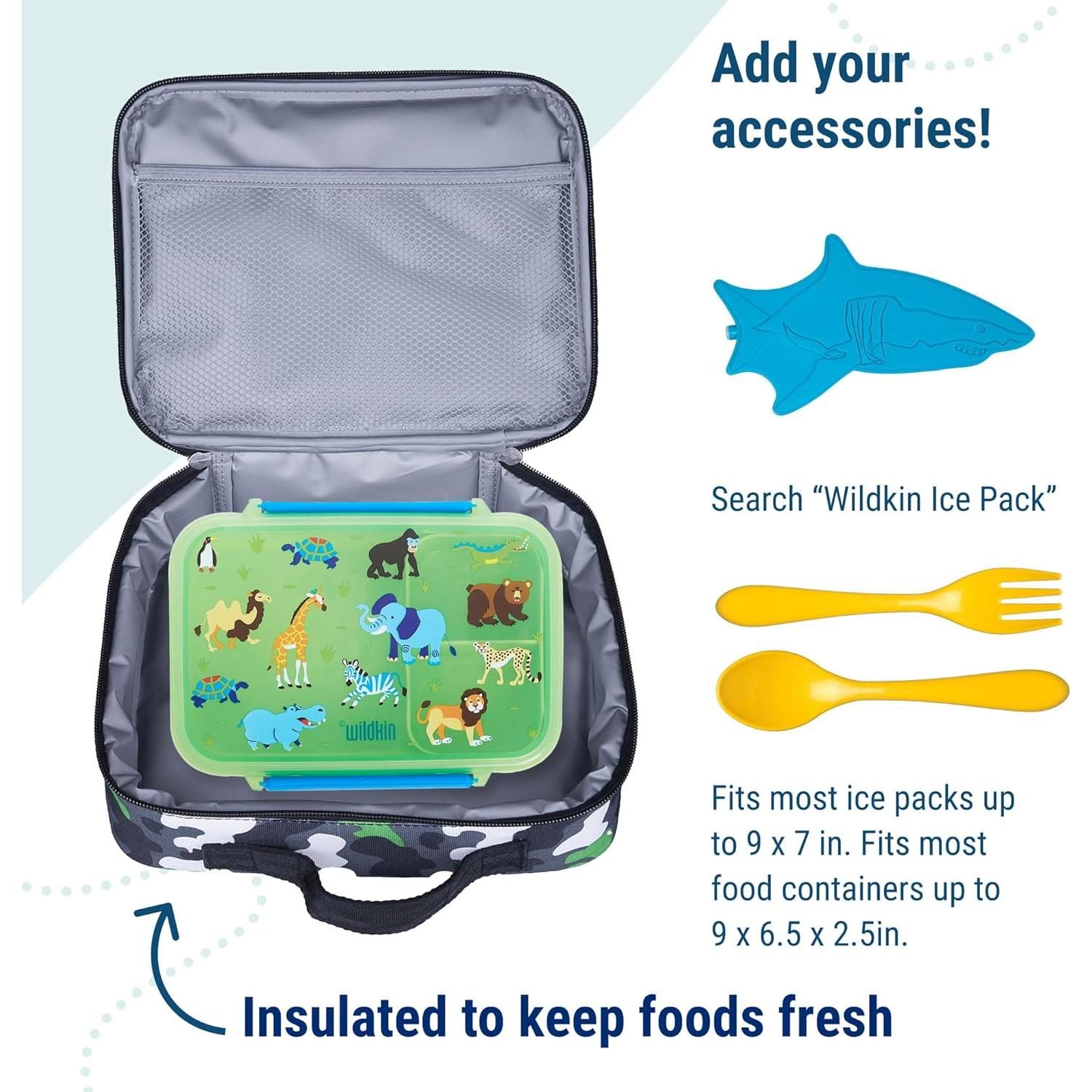 Caja de Almuerzo Aislada Wildkin para Niños Camuflaje Verde