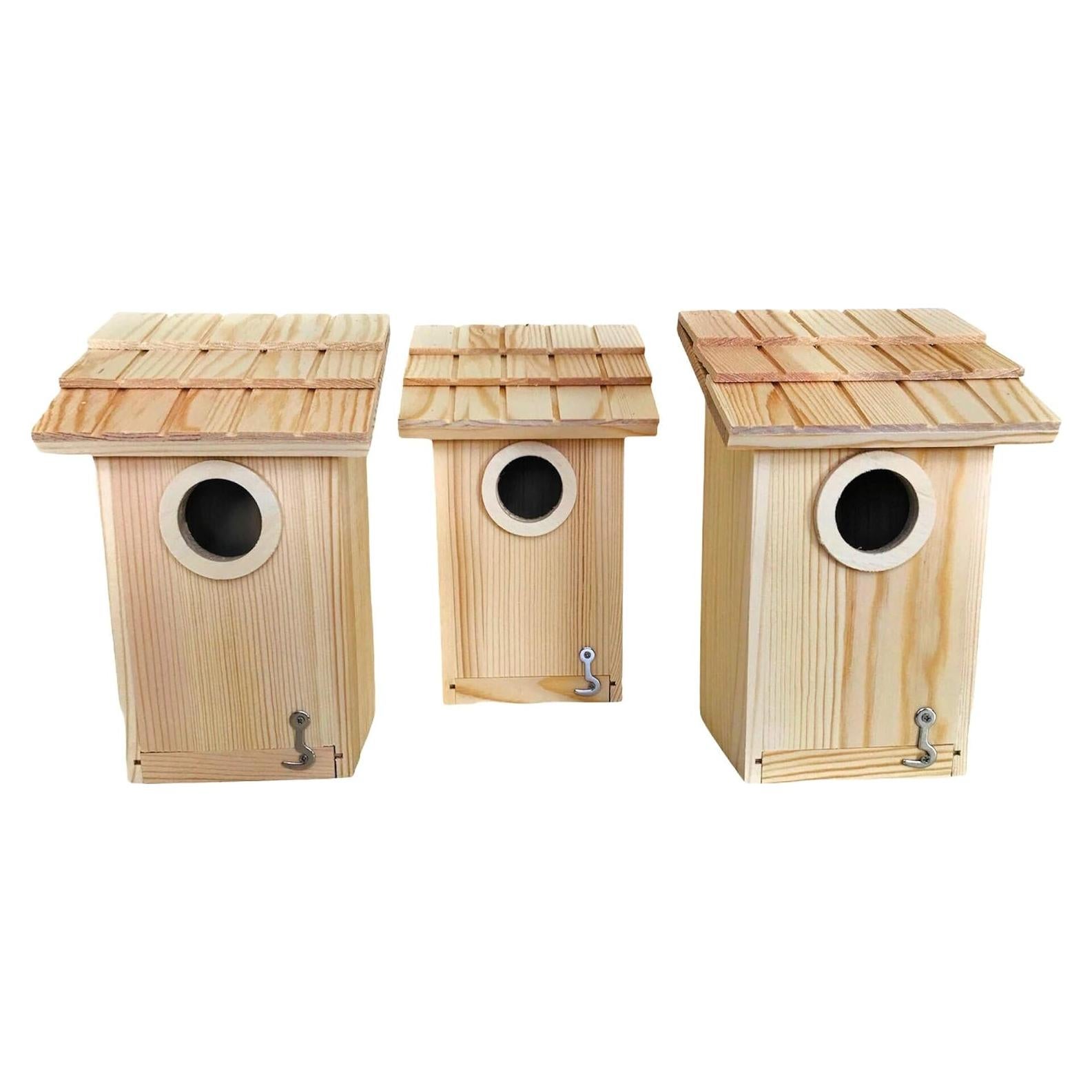 Paquete de 3 casas para pájaros Oojami - Madera sin terminar