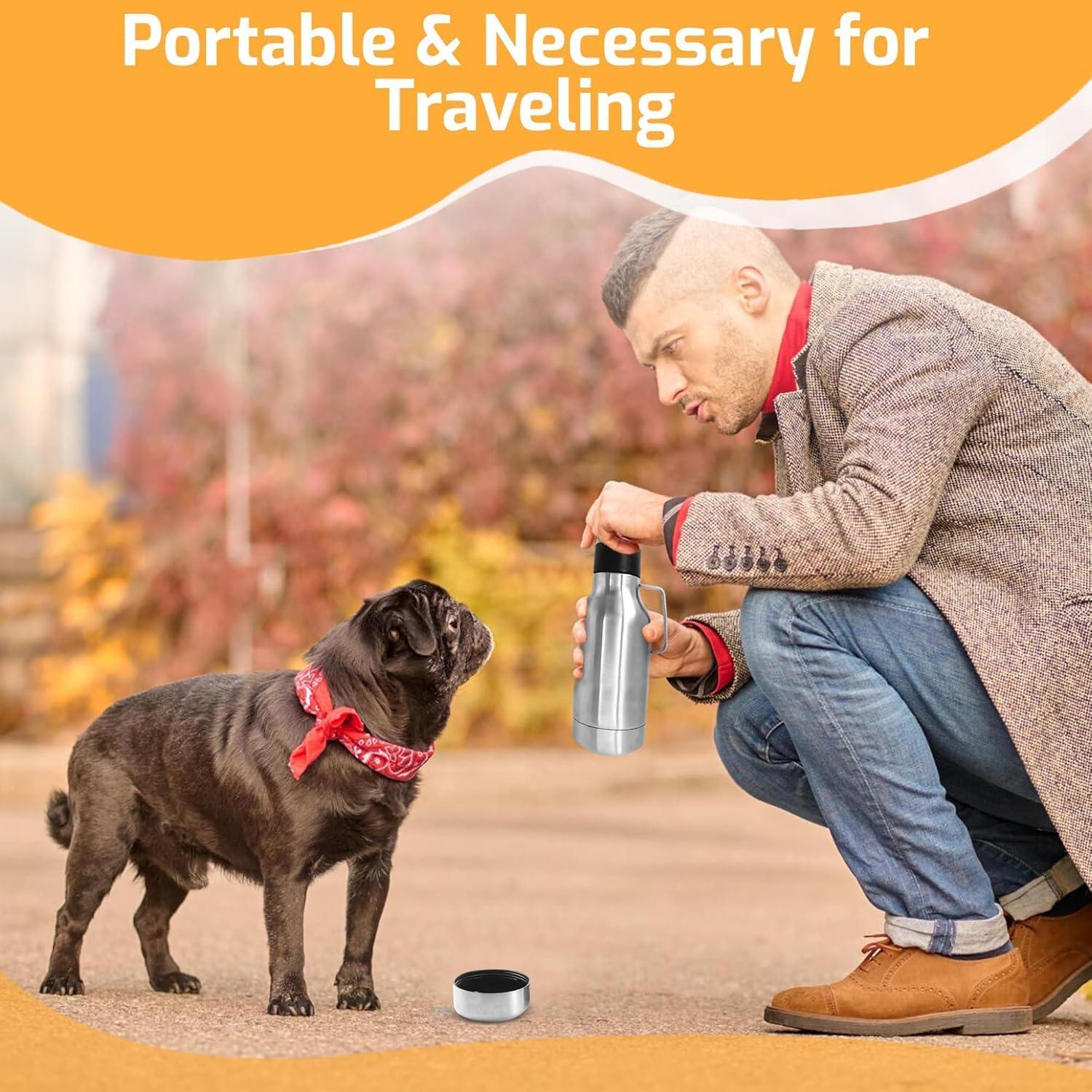 Botella de Agua Aislada BossMonsta 1.18L con Tazón para Mascotas