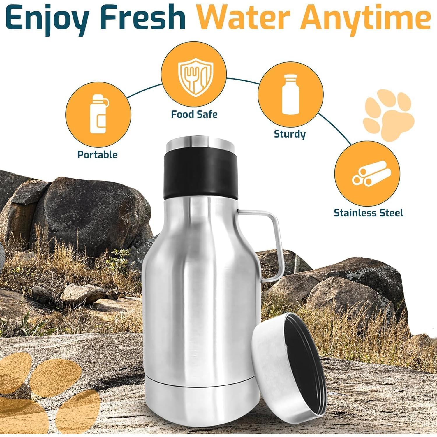 Botella de Agua Aislada BossMonsta 1.18L con Tazón para Mascotas