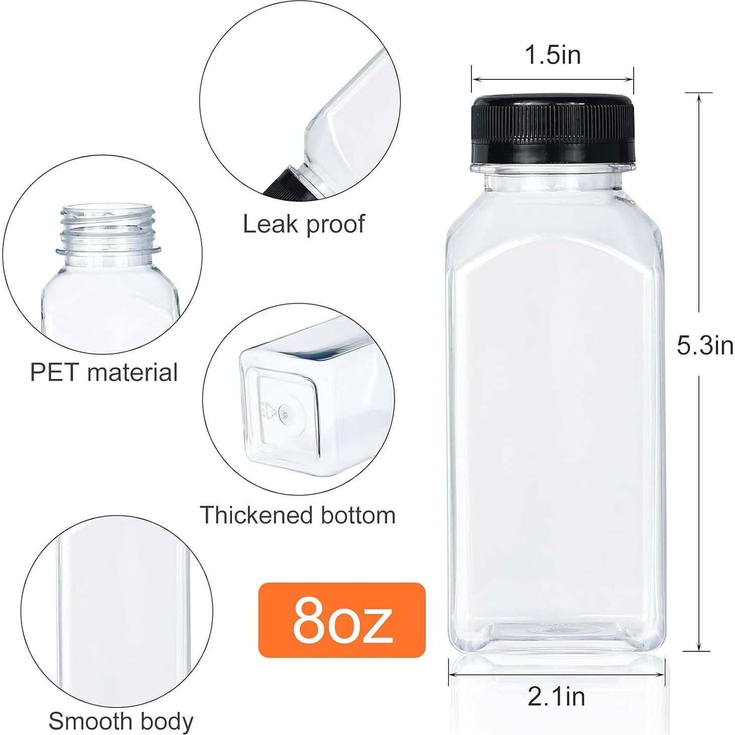 DANALLAN 30 Botellas de Plástico 240ml con Tapas a Prueba de Fugas