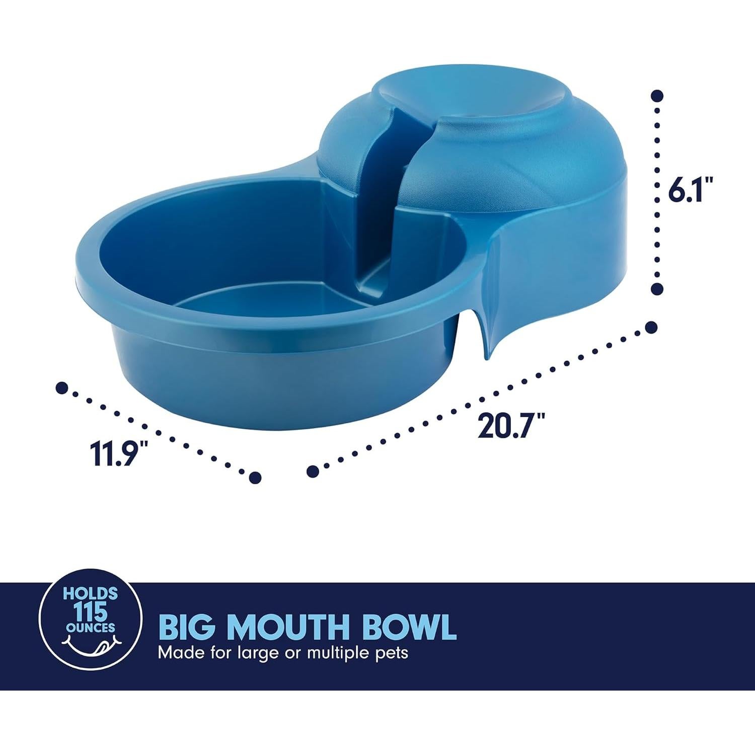 Tazón de Agua Grande Azul Petmate 3.4L para Mascotas