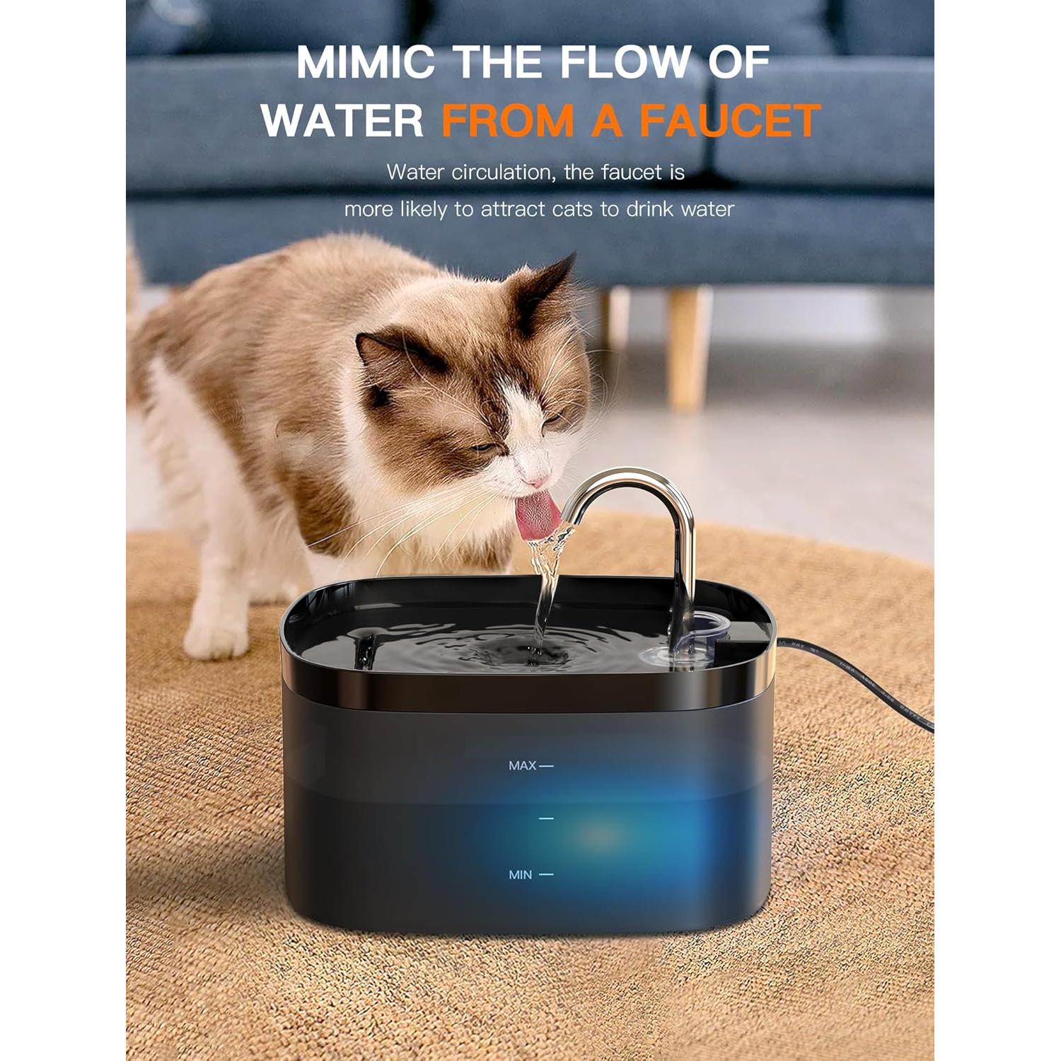 Fuente de Agua para Gatos Putilog 2.5L Silenciosa con Filtro