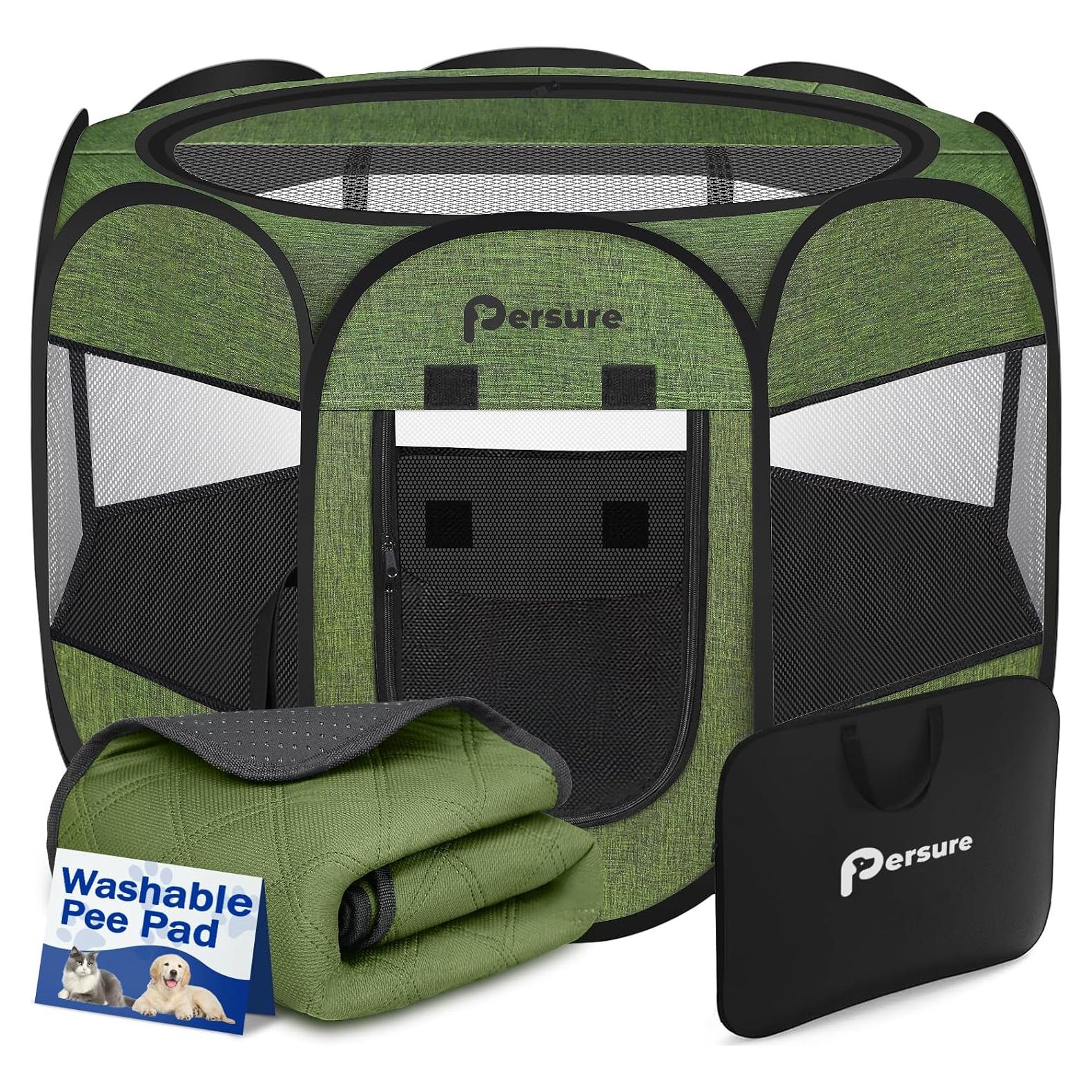 Parque para Mascotas Persure Pequeño Verde Premium 73.66x73.66 cm