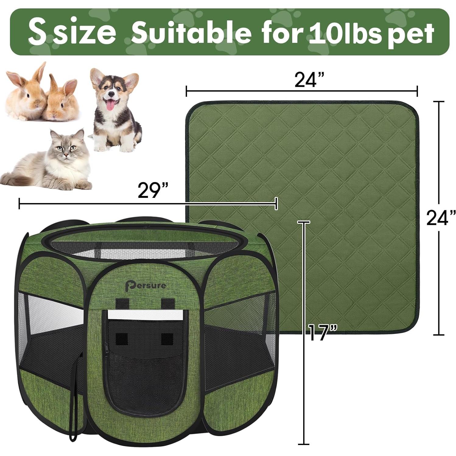 Parque para Mascotas Persure Pequeño Verde Premium 73.66x73.66 cm
