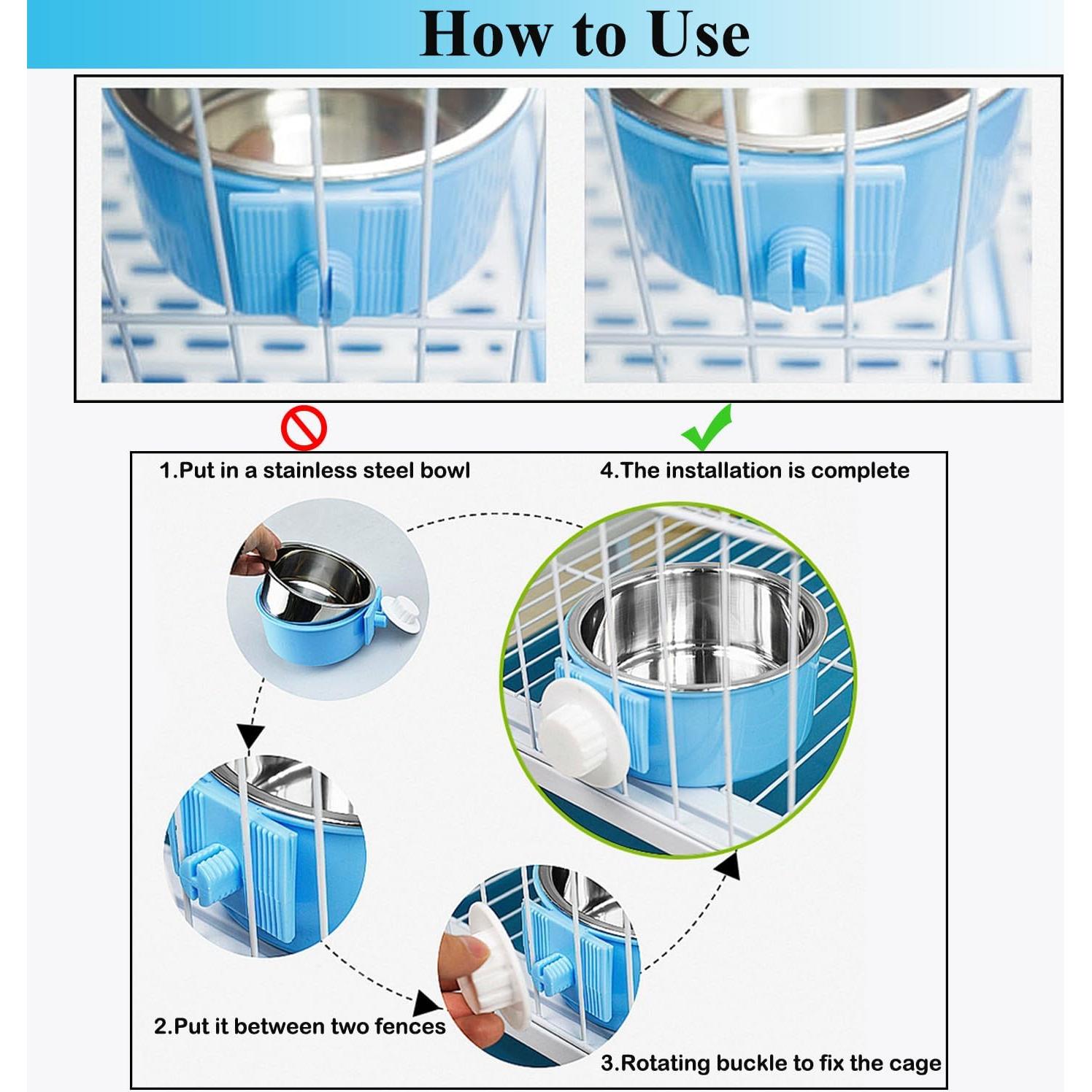 Tazones Colgantes para Perros Mechpia 2 Piezas Acero Inoxidable
