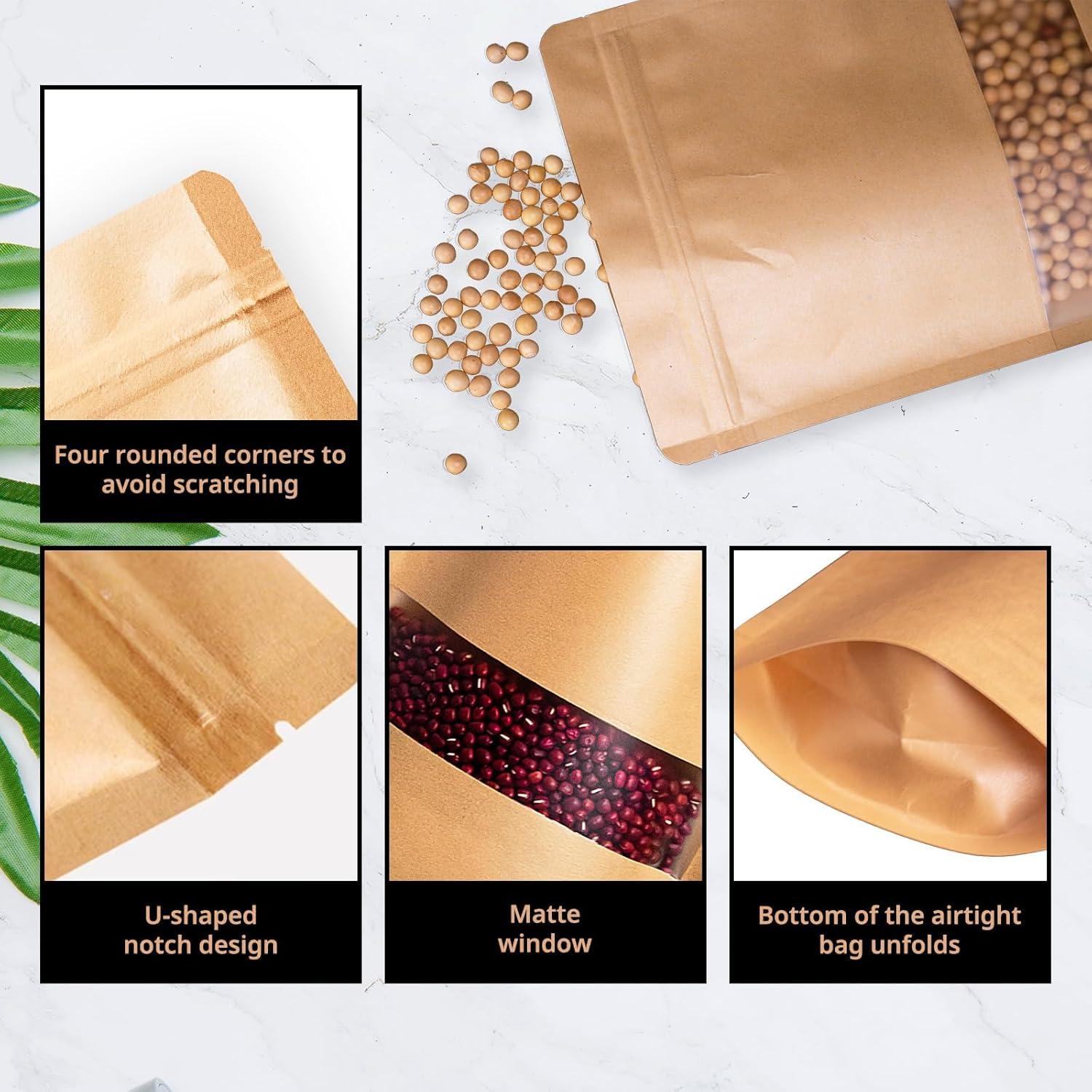 50 Bolsas de Papel Kraft Reutilizables 14 x 20 cm NexLevVac