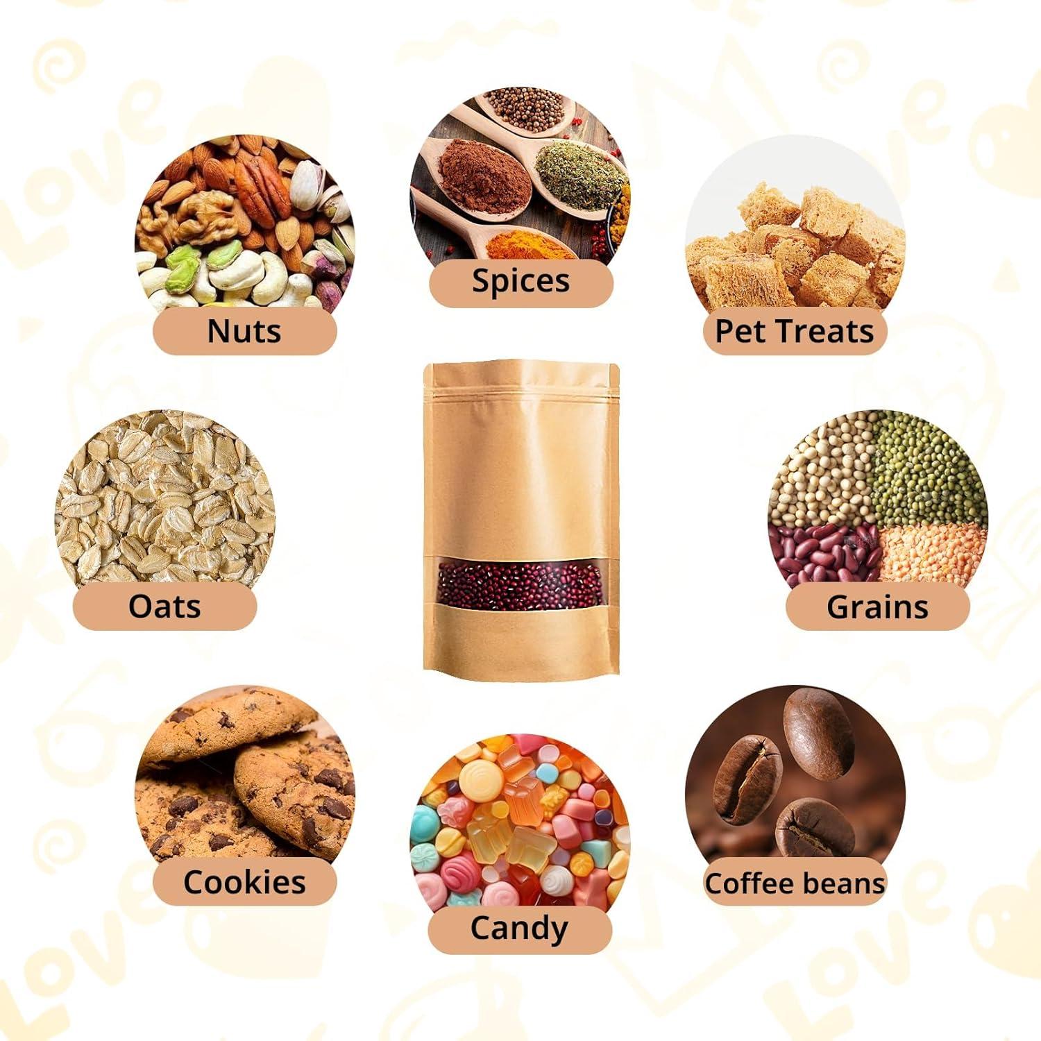 50 Bolsas de Papel Kraft Reutilizables 14 x 20 cm NexLevVac